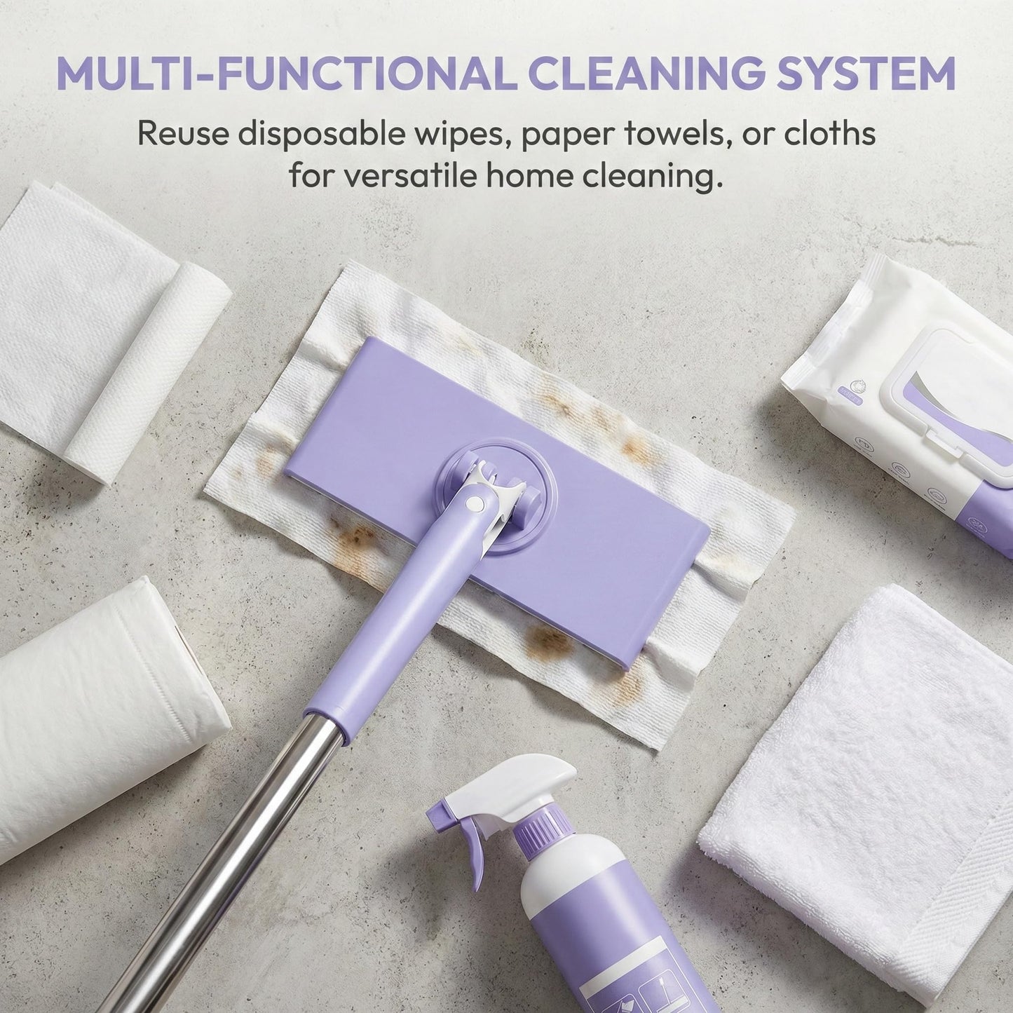 Zero Touch Mini Mops,Lazy mop Automatic gripping with Hands Free Push Pull Handle,Retractable Disposable Dust Mops for Multi Cleaning(37.4in + 10*Cloth)