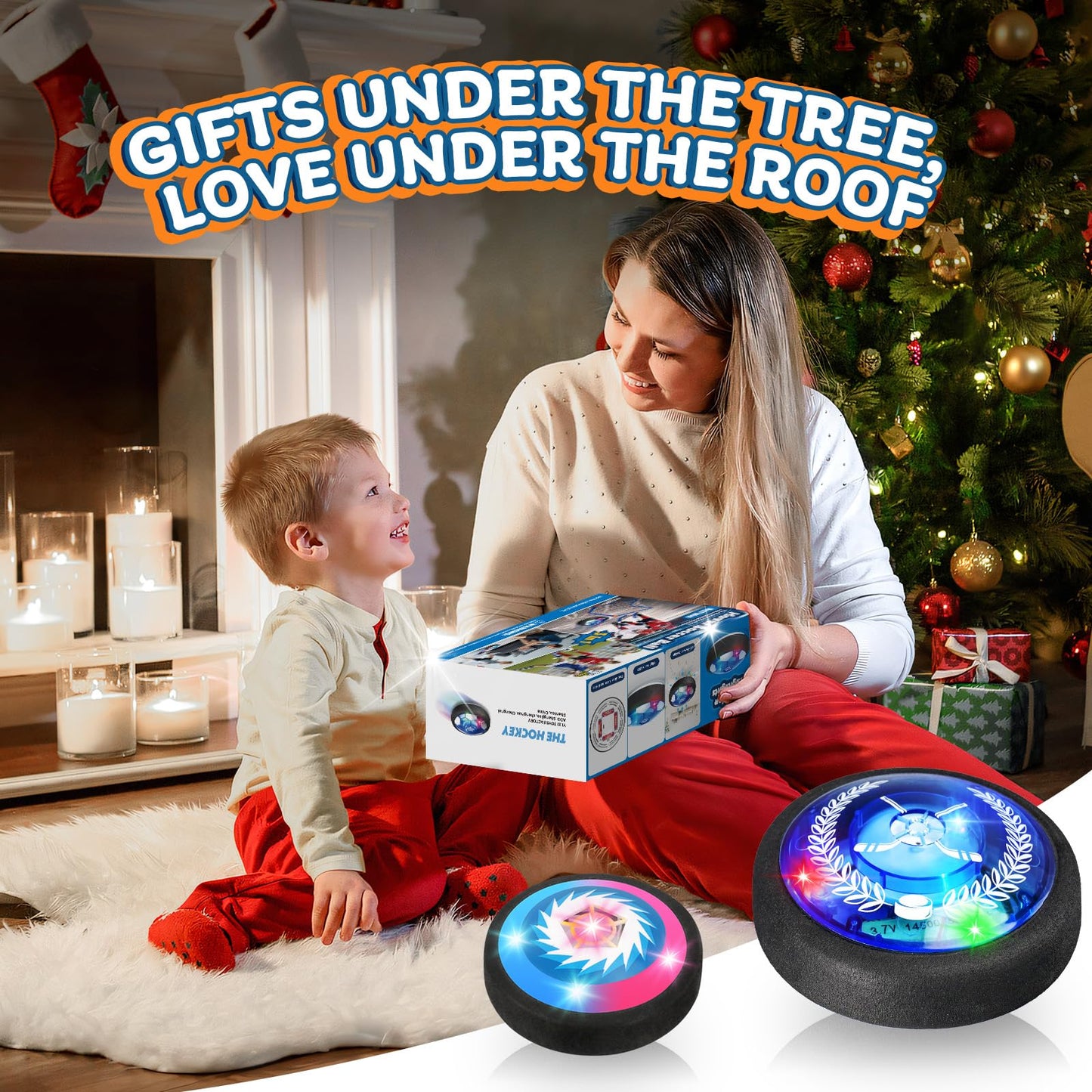 Nazano 3-in-1 Hover Hockey Soccer Ball Set for Kids, Boys Birthday Gifts, Hockey Toys for Boys 6-8 8-12, LED Lights, Indoor Outdoor Sport Ball Game Toy, Ideal Soccer Gifts for Kids Girls