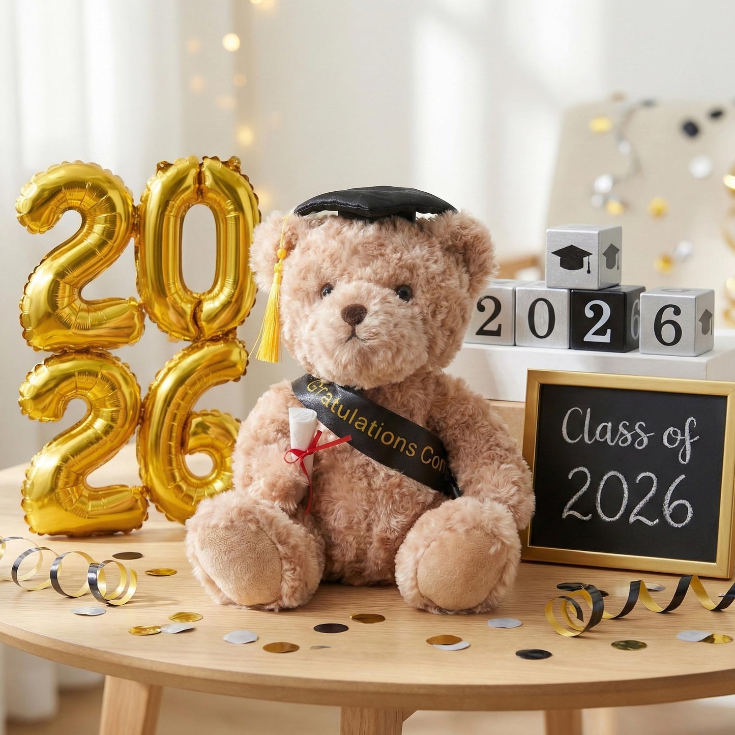 WEIGEDU Graduation Gift Teddy Bear Stuffed Animal Plush Toy with Cap, Sash & Diploma, Graduation Gift for Kids, Students, Boys & Girls, 30cm