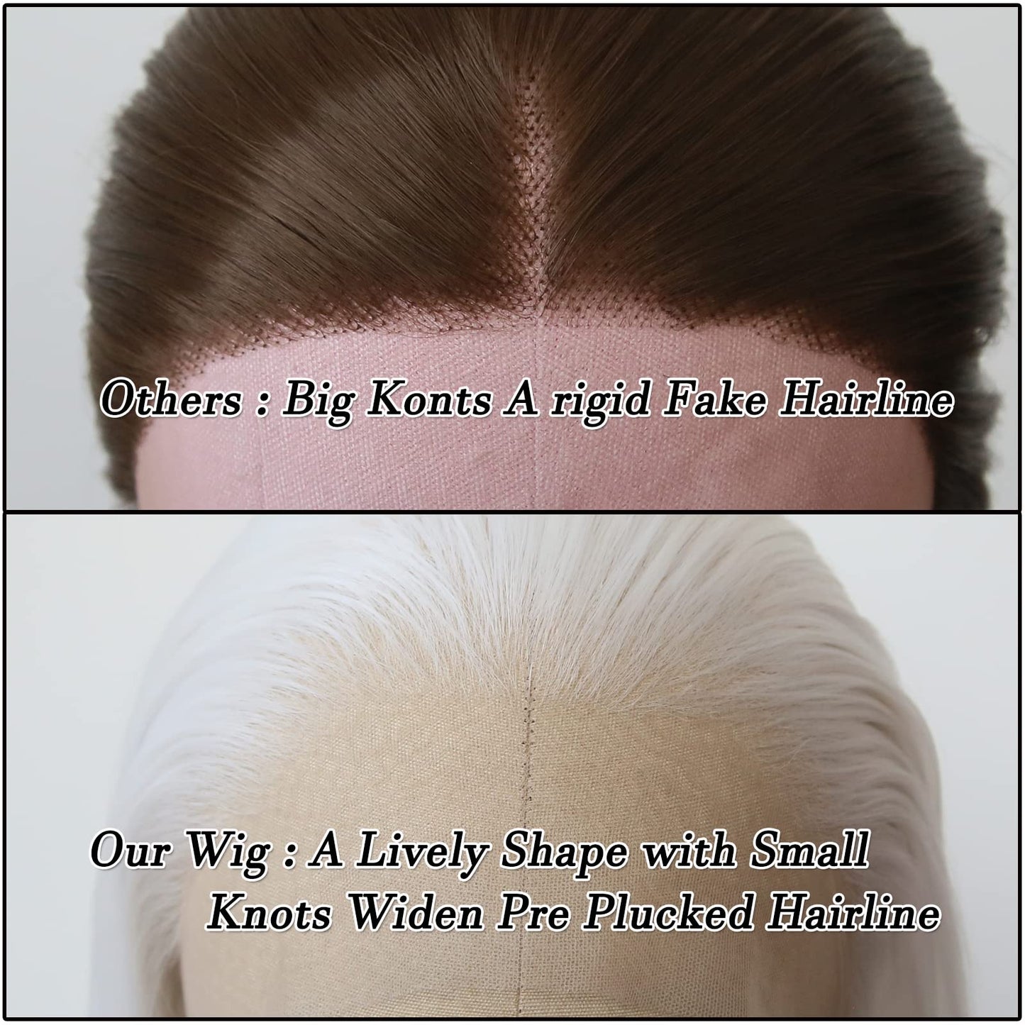 BTWTRY White Synthetic Lace Front Wig - Long Straight Platinum Snow White Lace Front Synthetic Wig - Pre Plucked Natural Hairline - Glueless Heat Resistant Fiber Hair Wig for Fashion Women