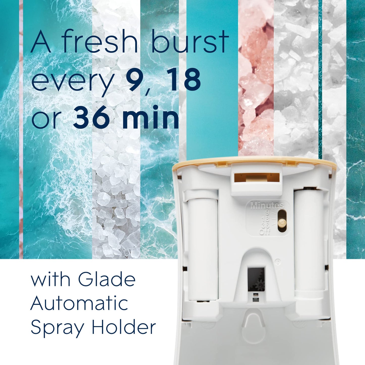 Glade Automatic Spray Refill, Sky & Sea Salt, Scented Air Freshener for Home and Bathroom, 6.2 Oz, 6 Count