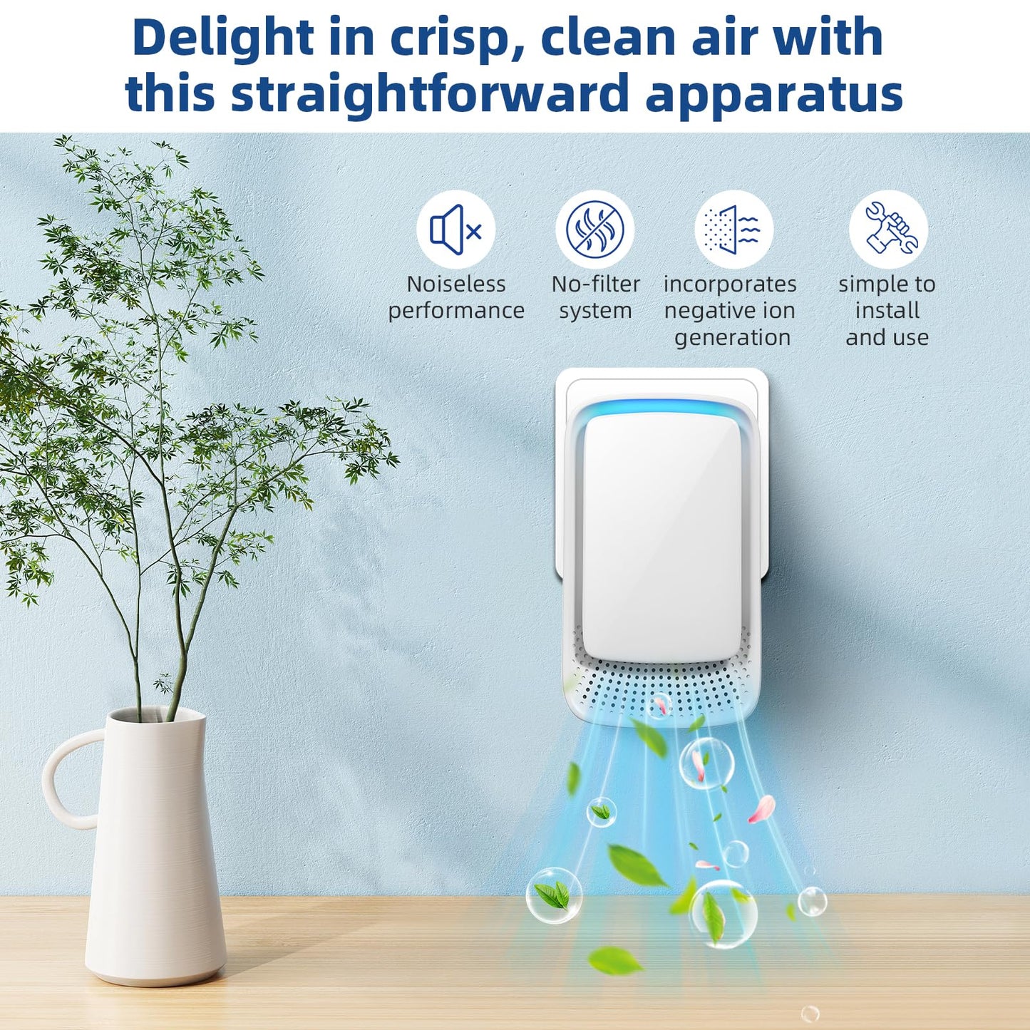 2026 New Plug in Air Purifiers Air Ionizers for Dust Mites, Odor Eliminator for Home with Negative Ion Generator, Quiet Portable Air Freshener Plug In for Bedroom,Dust,Office,Kitchen,Smoke (8)