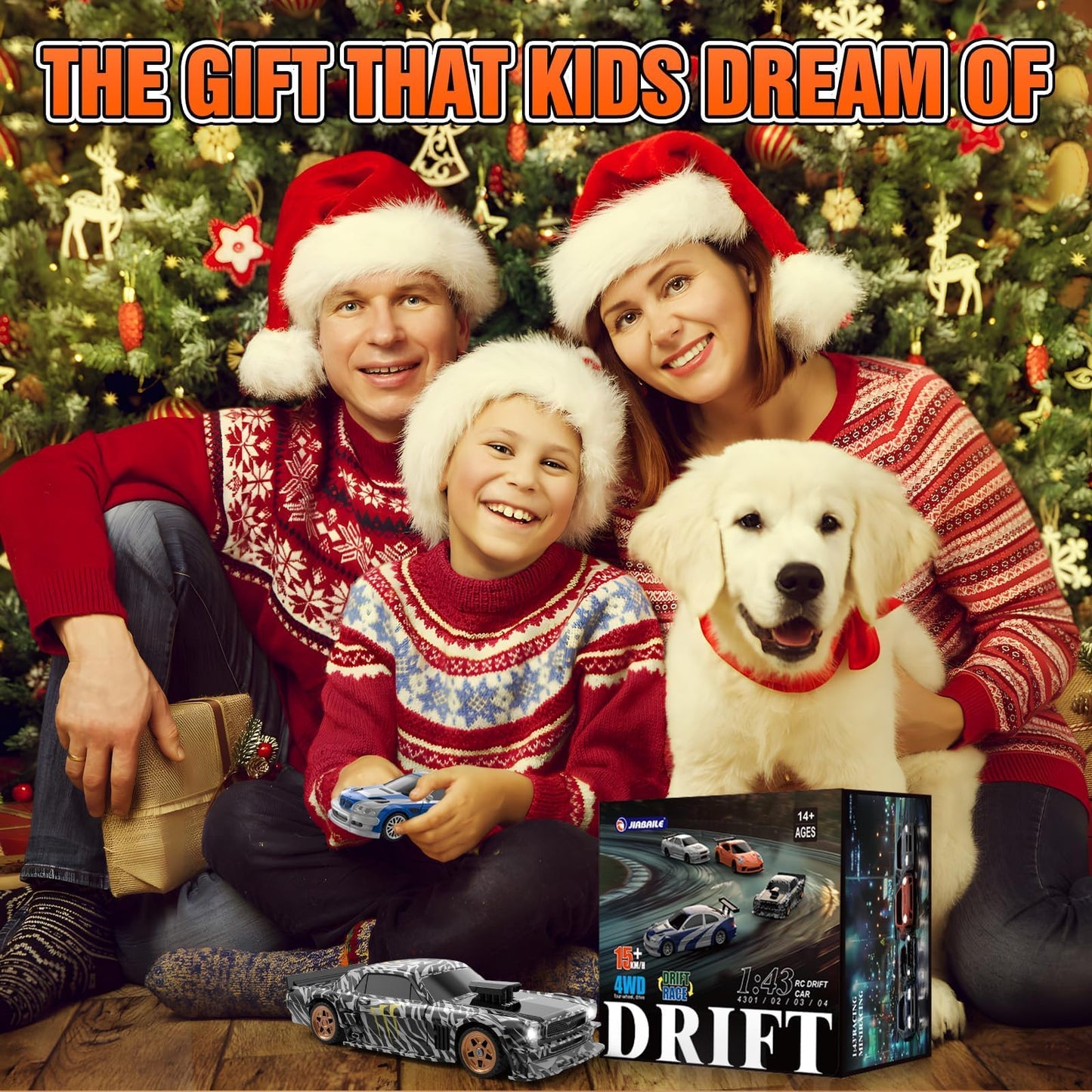 RC Drift Car, 1/43 Mini RC Drift Car with Gyroscope, 2.4GHz Full Proportional Remote Control Cars, 4WD High Speed Racing with Lights, Racing Tires, Model Cars Gift for Adults, Kids, Boys, Girls