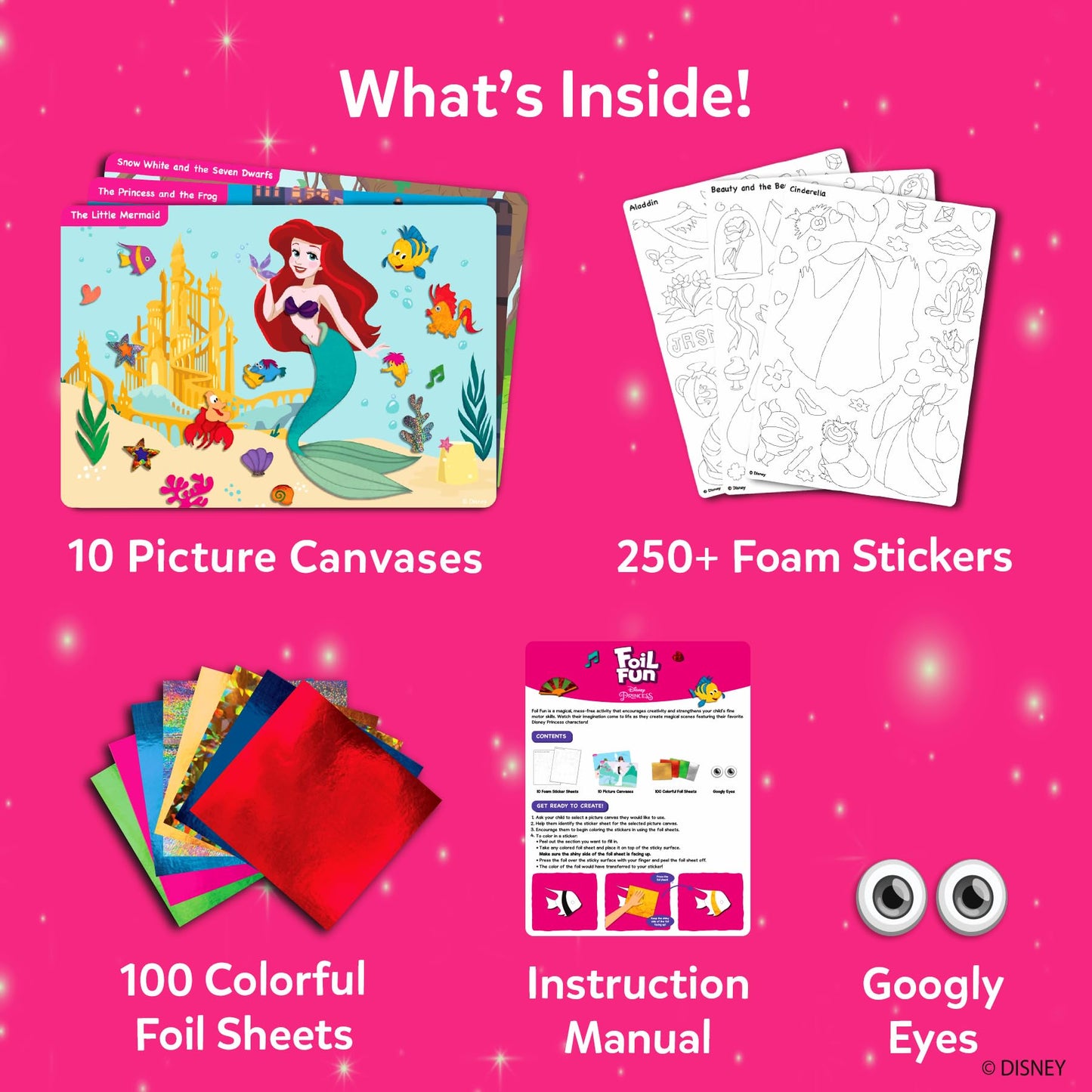 Skillmatics Foil Fun - Disney Princess, Easter Basket Stuffers, No Mess Art for Kids, Craft Kits & Supplies, DIY Creative Activity, Gifts for Girls & Boys Ages 4, 5, 6, 7, 8, 9