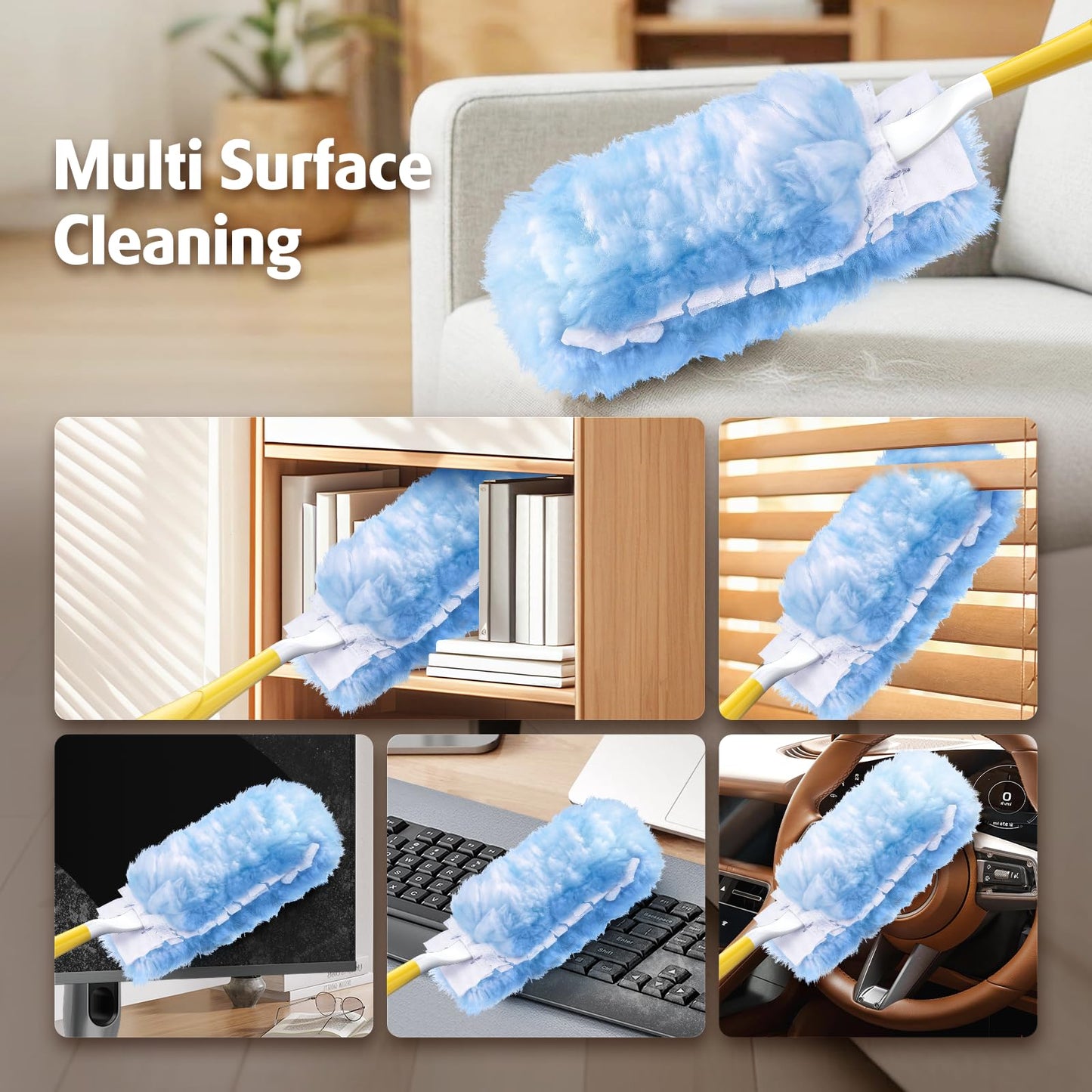 Duster Refill for Swiffer Duster, 100 Count Heavy Duty 2 Side 360° Duster Refills, 6X Microfibers, Disposable Multi Surface Dusters for Cleaning (Not Include Handle)