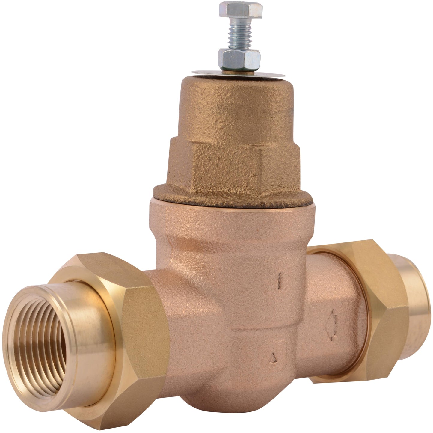 Cash Acme EB45 Pressure Regulating Valve, Double Union, 1 Inch NPT Female, Brass Top, 45 PSI, 23156-0045