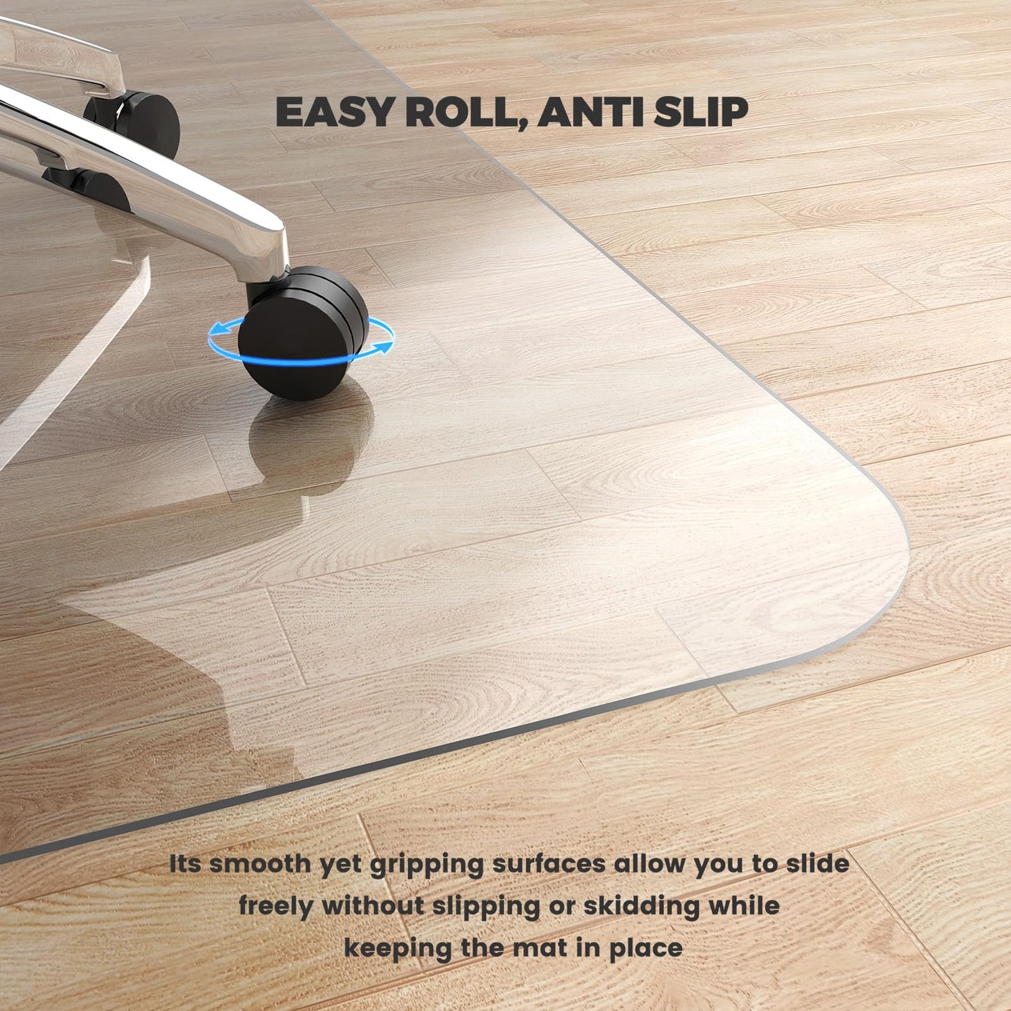 Yecaye Office Chair Mat for Hardwood Floor, Clear Computer Desk Chair Mat, PVC Heavy Duty Floor Protector for Rolling Chairs, 1.7mm Thick Chair Mat (Transparent, 46" x 60" x0.07'')
