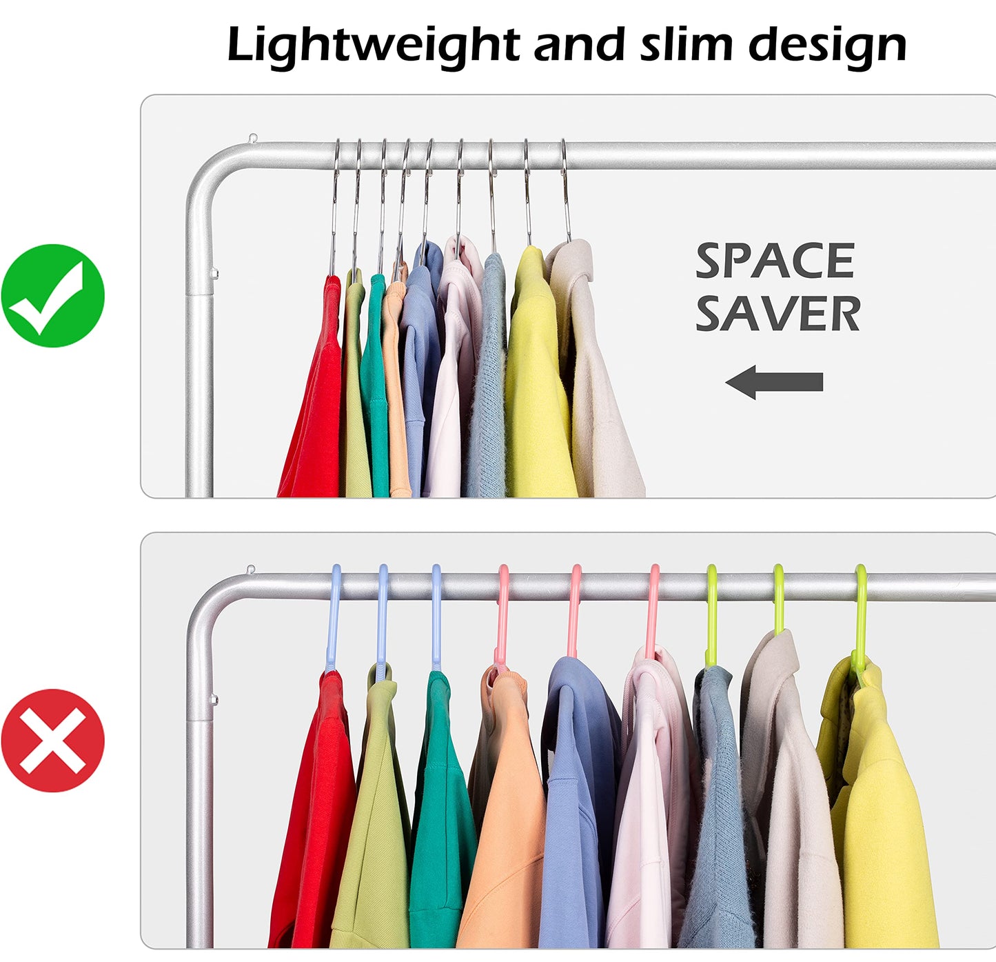 KEETDY 50 Pack Metal Hangers Coat Hangers Heavy Duty Stainless Steel Clothes Hanger for Closet Clothing Shirt Suit Pant 16.4 Inch