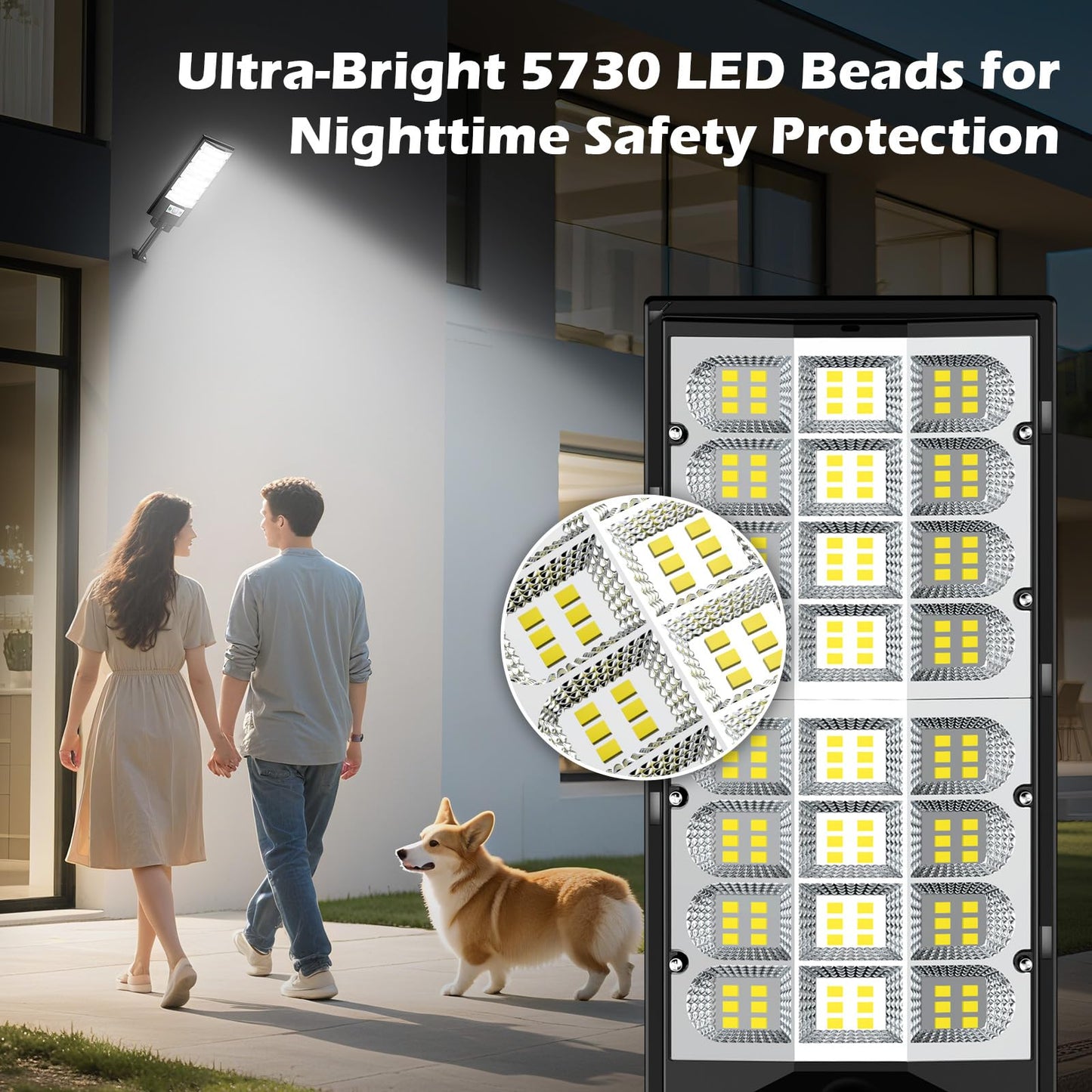 4-Pack Solar Street Lights Outdoor, 20000LM Waterproof LED Solar Flood Lights with Motion Sensor, 6500K Dusk to Dawn Solar-Powered Light Remote Control for Outside, Security Lights for Yard Driveway