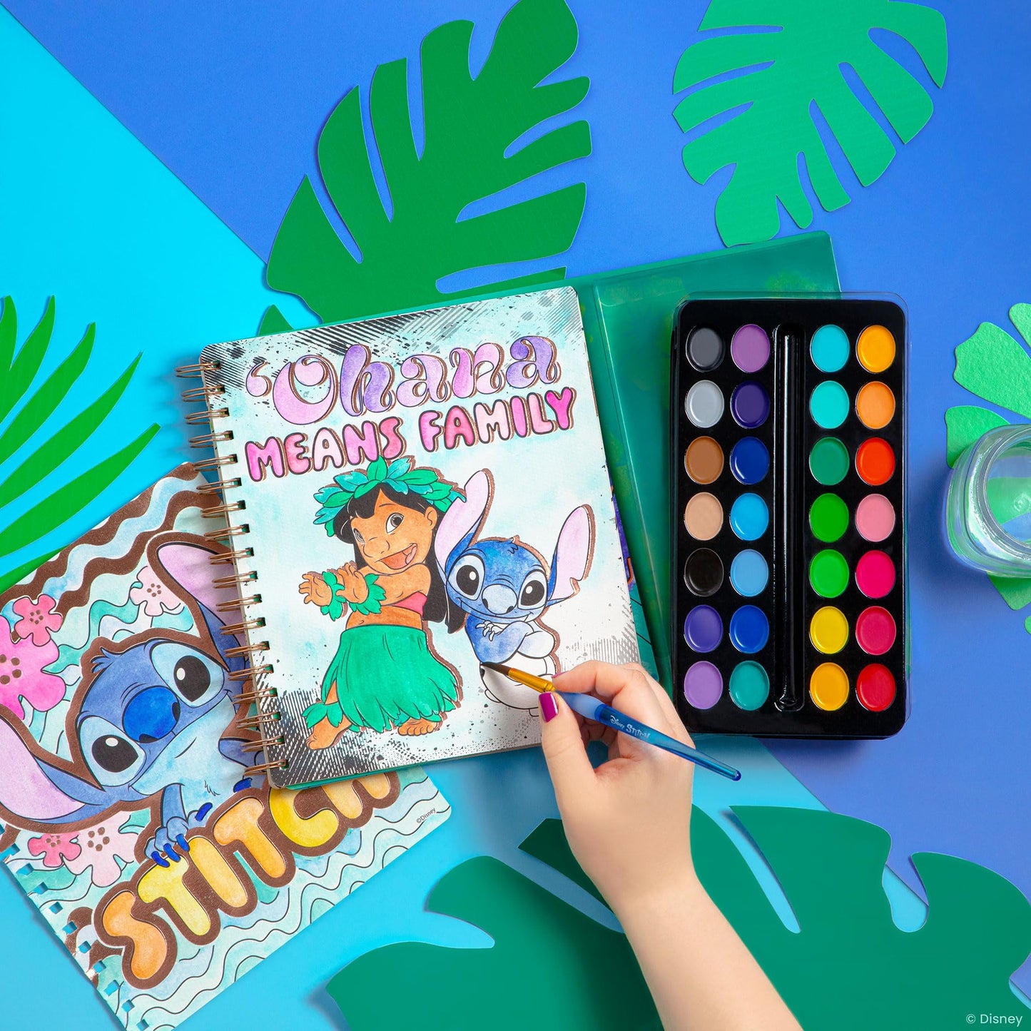 Fashion Angels Stitch Watercolor Poster Set, Includes 30 Page Spiral Bound Watercolor Sketchbook, Kids Paint Brush, 28 Washable Watercolors for Kids, Teen Girls & Boys