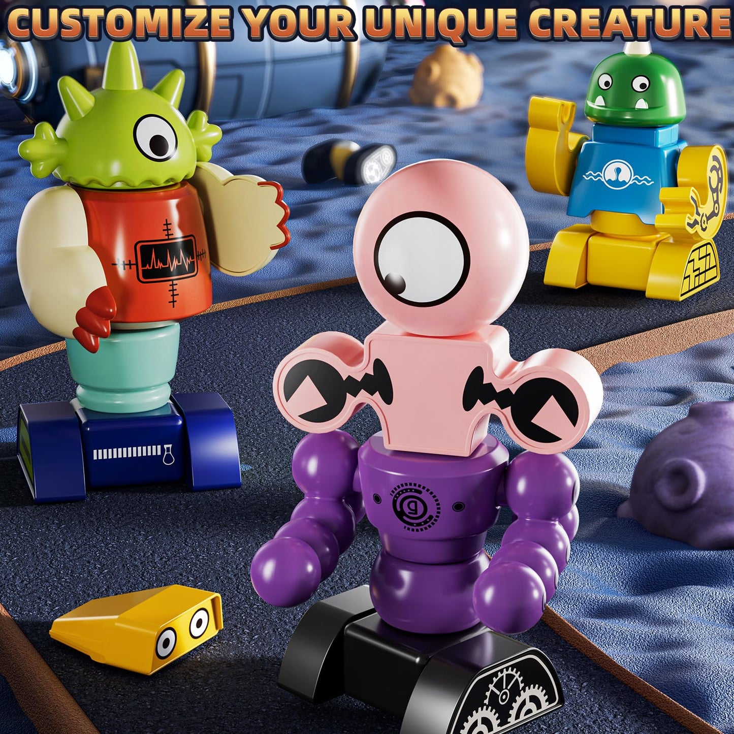 KIZONLY Magnets Robot Building Toys for Kids Ages 3-5 4-8 - 106 PCS Monsters Toys Robot Stacking Building Blocks Set with Storage Box, Creative Learning Christmas and Birthday Gifts for Boys Girls 2-4