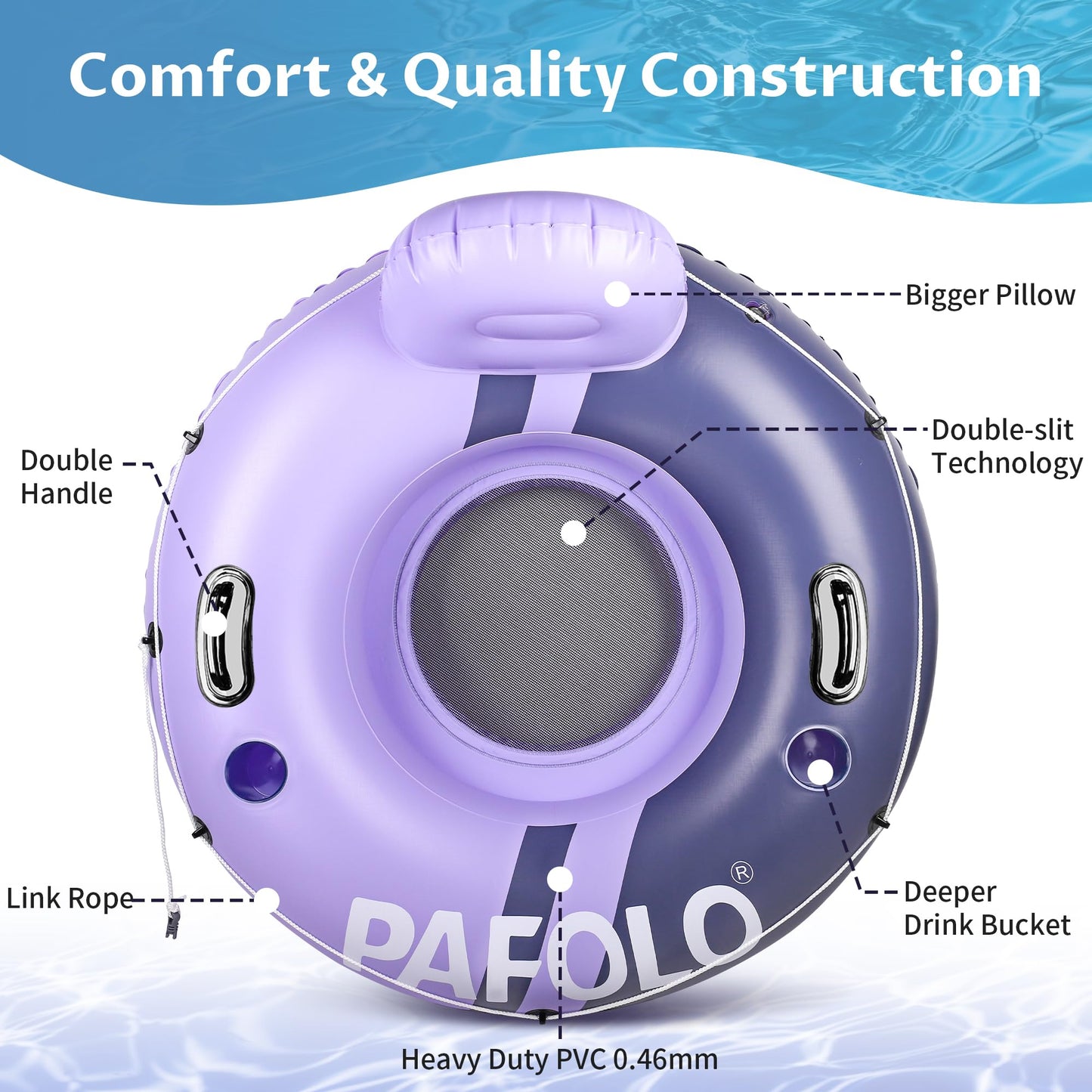 River Tubes for Floating Heavy Duty, Pool Float Adult, 45" Inflatable Float Tube for Beach Lake Rafting, River Floats with Mesh Bottom