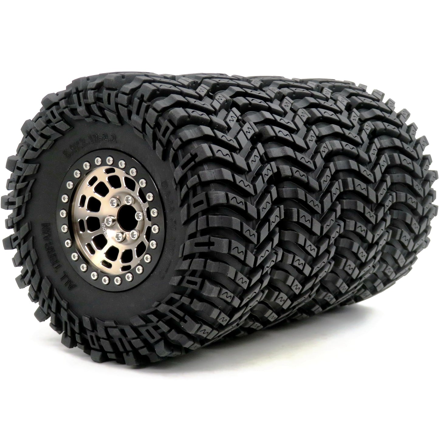 HOBBYSOUL -10mm Negative Offset 2.2 Beadlock Wheels and Tires, 5.0'' Tall tyre & 40mm Wide Rims for RC Mud Crawler All Terrain TRX4 Gen8 Capra Wraith Upgrades,HS701094