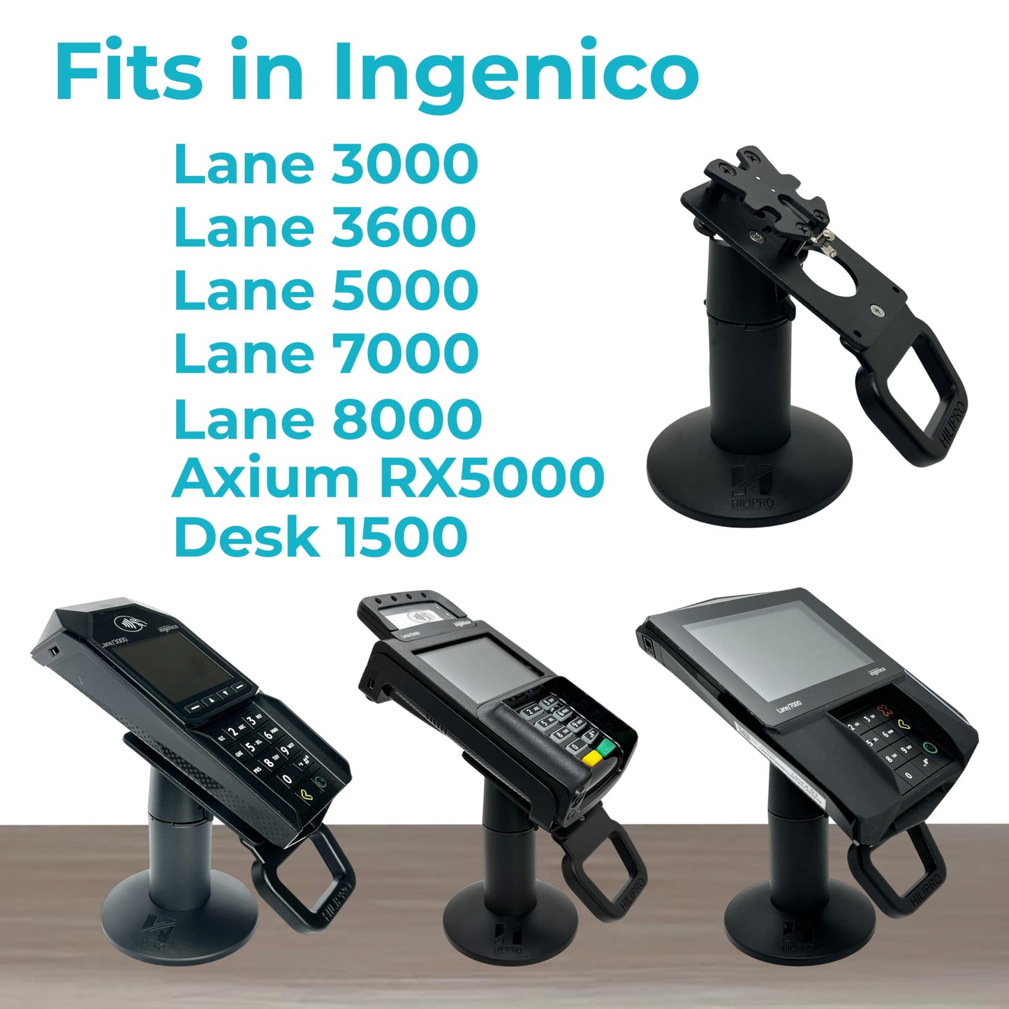 Hilipro Point of Sale Stand -Swivel Stand for Ingenico Lane 3000, 3600, 5000, 7000, 8000,Axium RX5000, Axium RX7000, Axium RX9000 and Desk 1500 pinpad