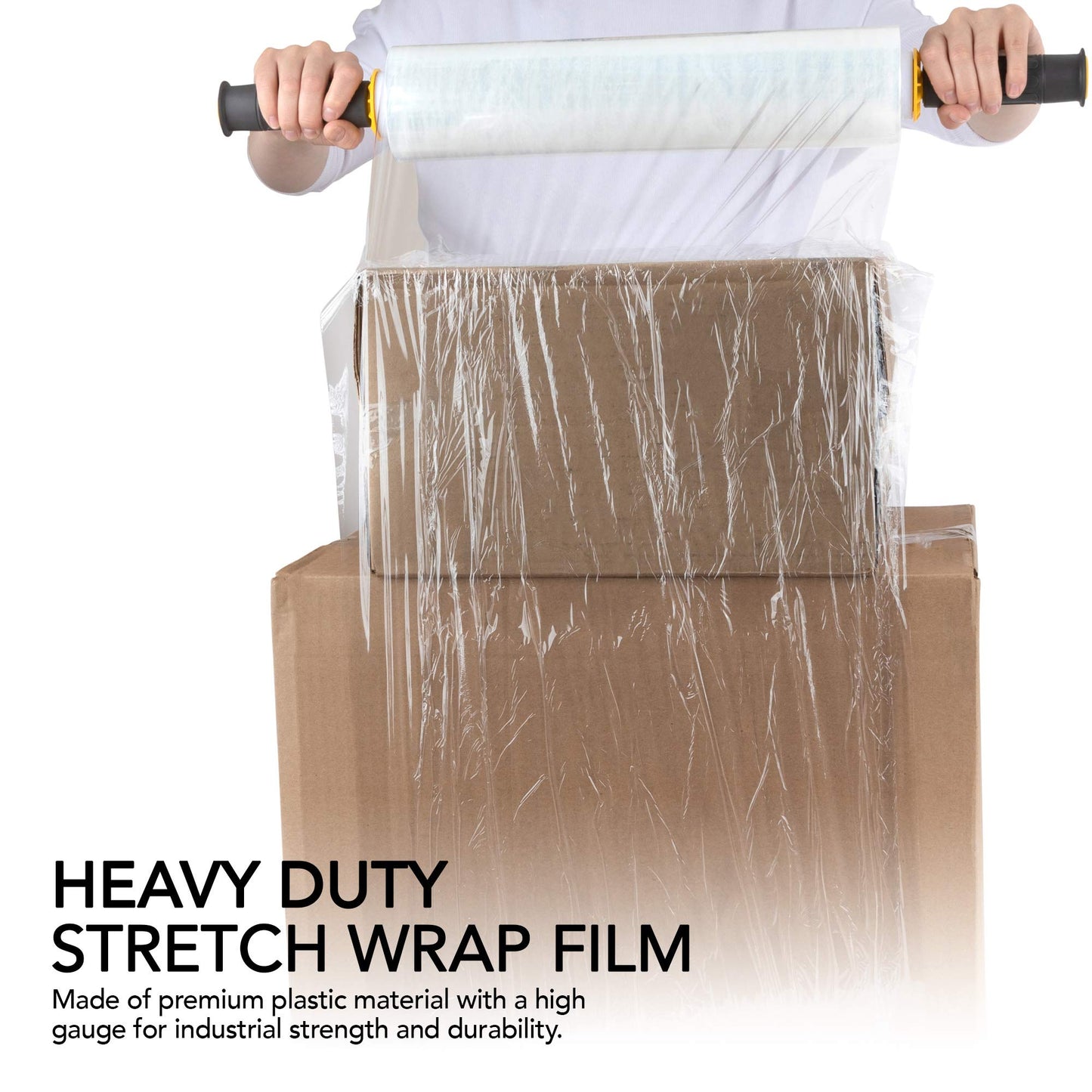 Modern Innovations 15 Inch Clear Stretch Wrap Roll with Handles (2 Rolls-2000 Feet) Heavy Duty Shrink Wrap for Moving, Packing Supplies for Wrapping Furniture, Industrial Plastic Pallet Cling