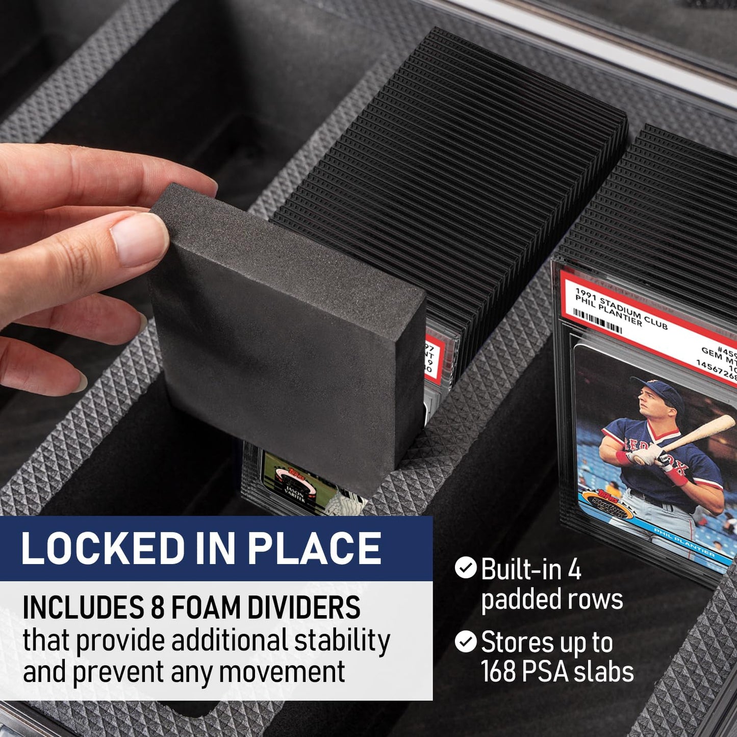 Premium Black 4 Row PSA Slab Case For Graded Cards | Graded Card Case Storage Box, Sports Card Cases, Baseball & Football Cards Cases, TCG Collector Slab Box Holder For PSA, BGS, SGC & More.