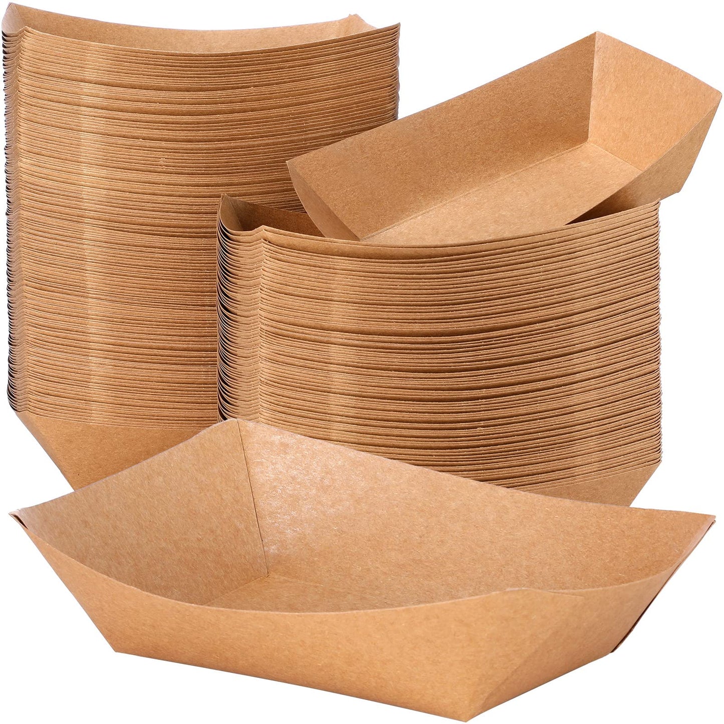 Sherr 5 lb Kraft Paper Food Trays Boats Bulk, Disposable Nacho Kraft Paper Food Serving Trays Brown for Nachos, Tacos, Fries, Hot Dog, Corn, Bbq, Festivals, Party(200 Pcs)