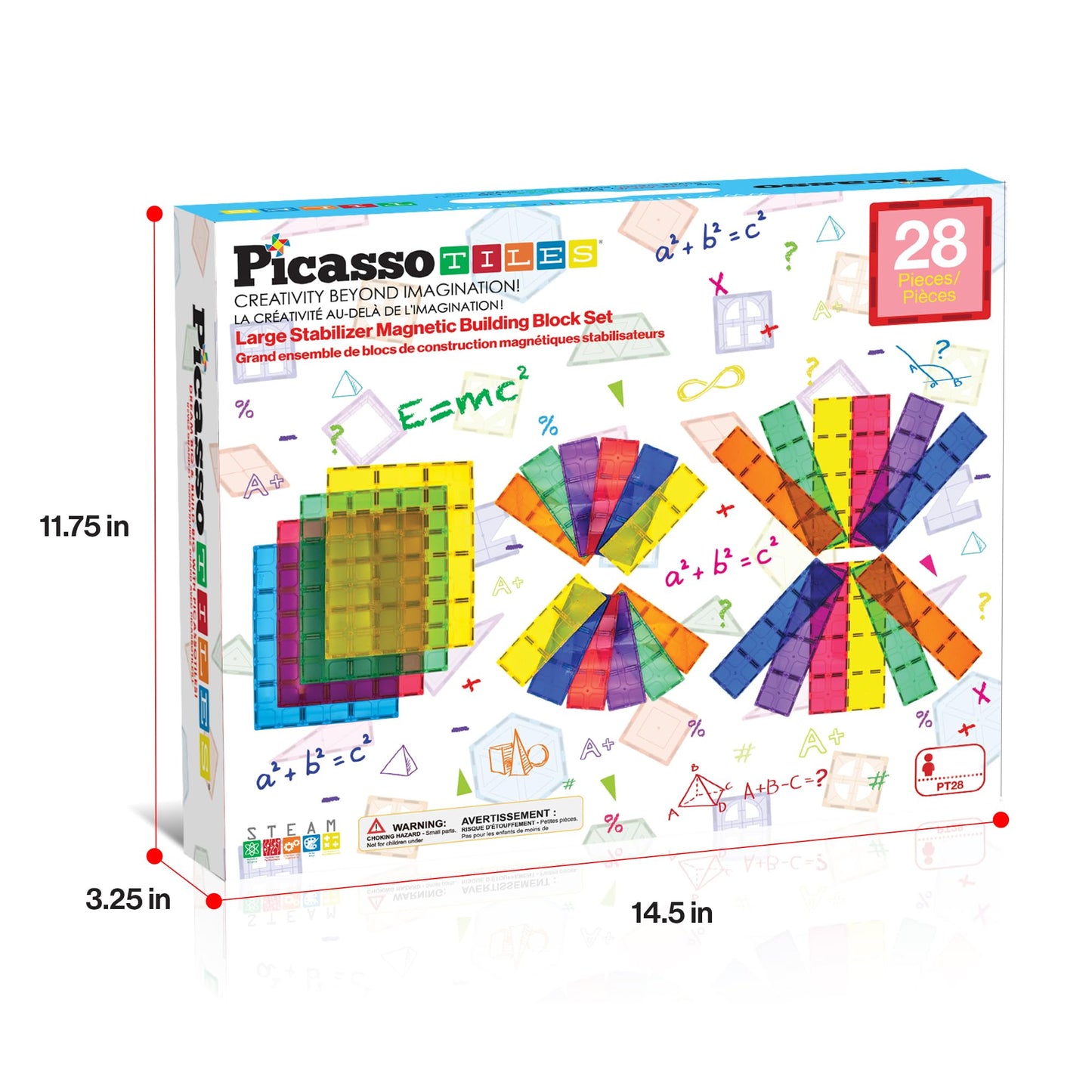 PicassoTiles 60pc Magnetic Building Block Magnet Tile Toy Shop Theme Pretend Play Construction Kit Reconfigurable Printed Structure Double-Sided Printing Education STEM Learning Playset Ages 3+ PTQ50