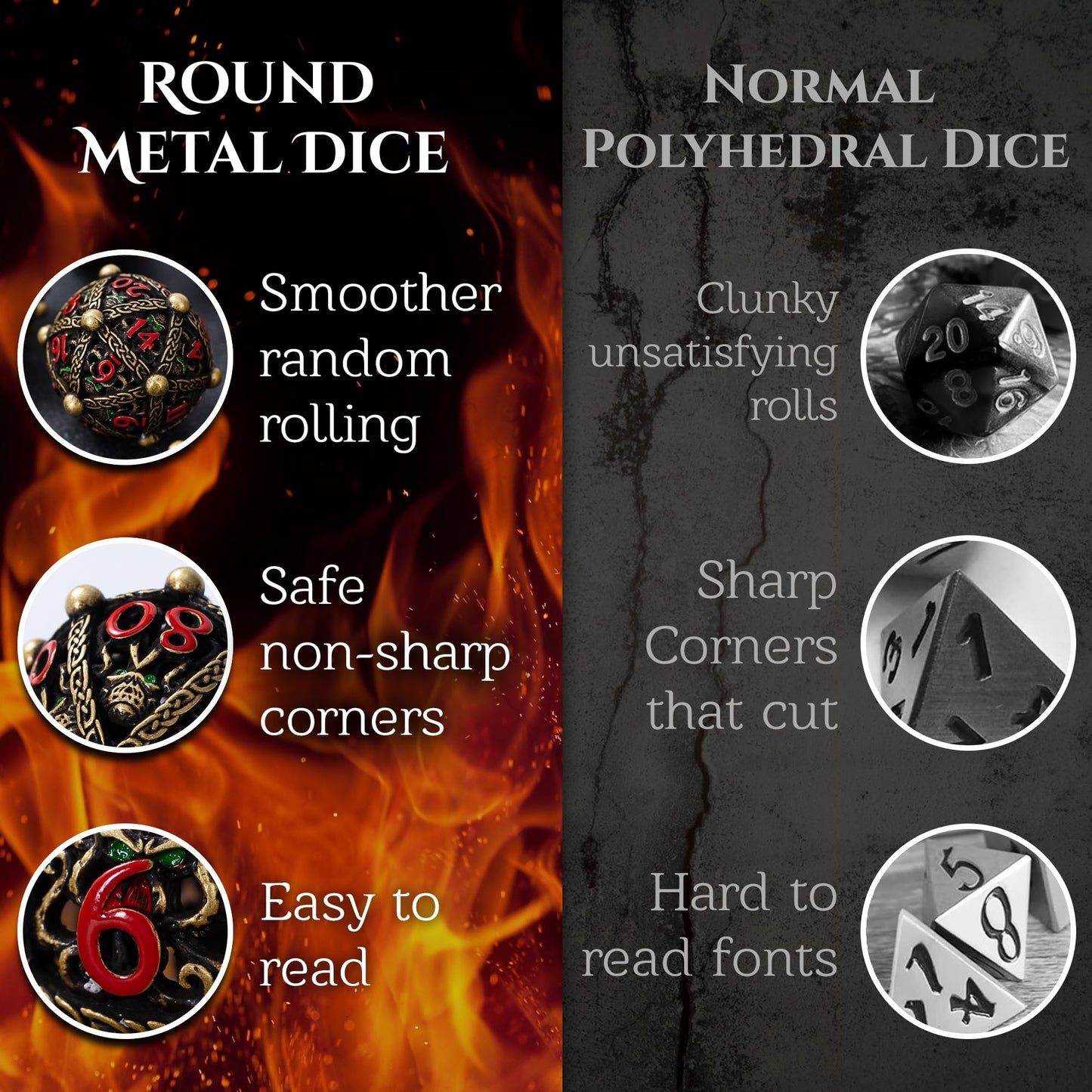 Soar Forge Metal Dice Set for DND - Unique Round Hollow Orb Design for Better Rolling - Cool Cthulhu Dice for D&D Role Playing Games (RPG) - Stunning Set for Dungeons and Dragons (Ancient Bronze)