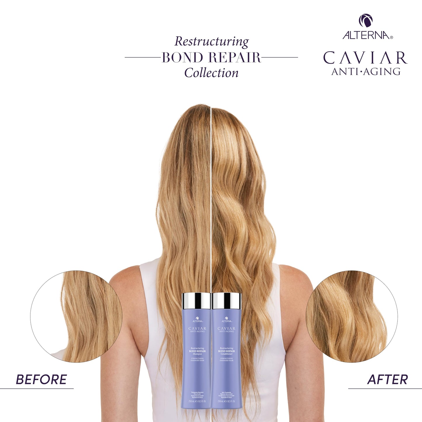 CAVIAR Anti-Aging Restructuring Bond Repair Shampoo 33.8 Fl Oz | For Brittle, Damaged and Split Ends | Repairs, Strengthens & Protects Damaged Hair | Sulfate Free