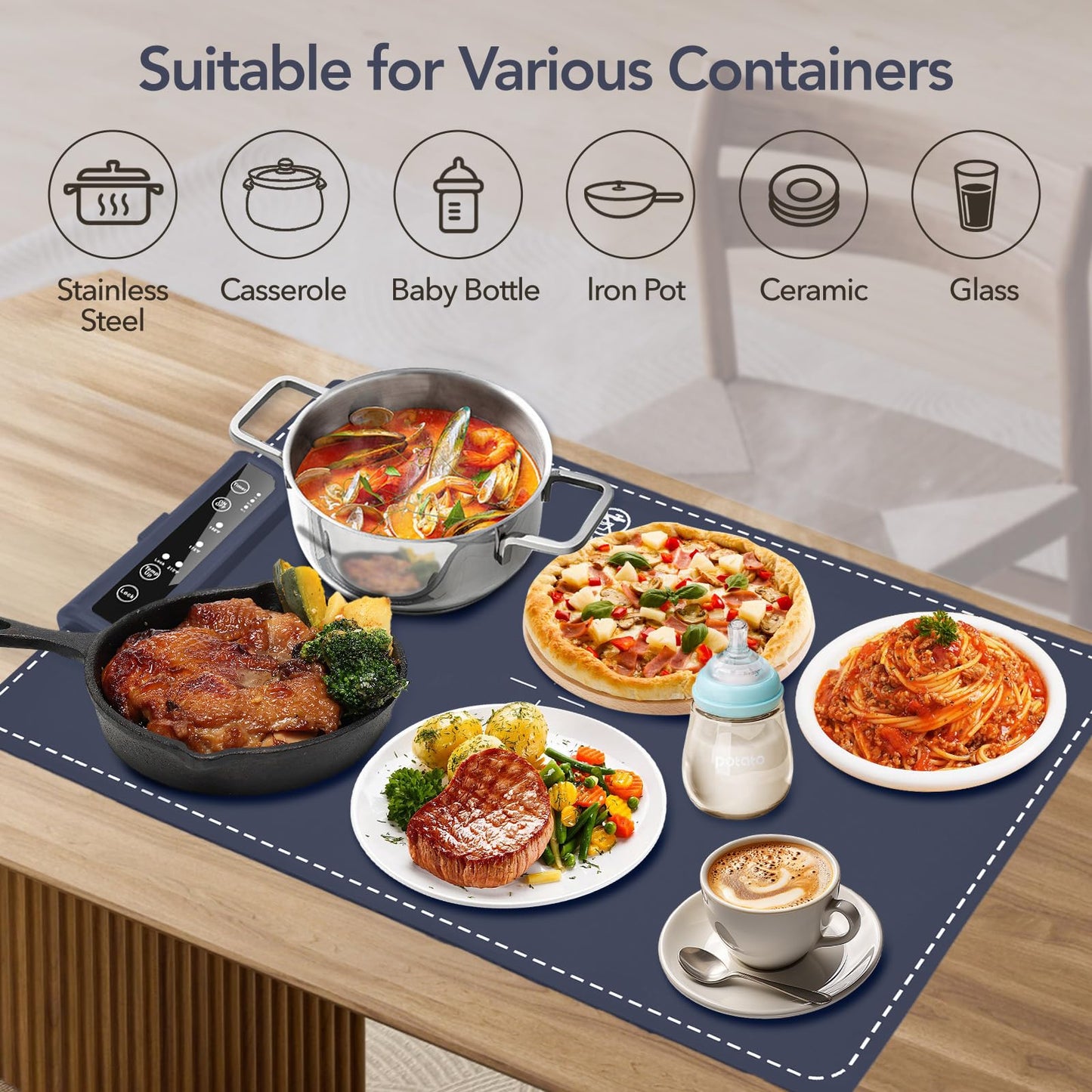 2 Pack Food Warming Mats for Countertop,Warming Mat for Food,Electric Warming Tray for Buffets Parties,Silicone Heating Mat for Food Portable Food Warmer for Home Kitchen Gift Daily Use Travel
