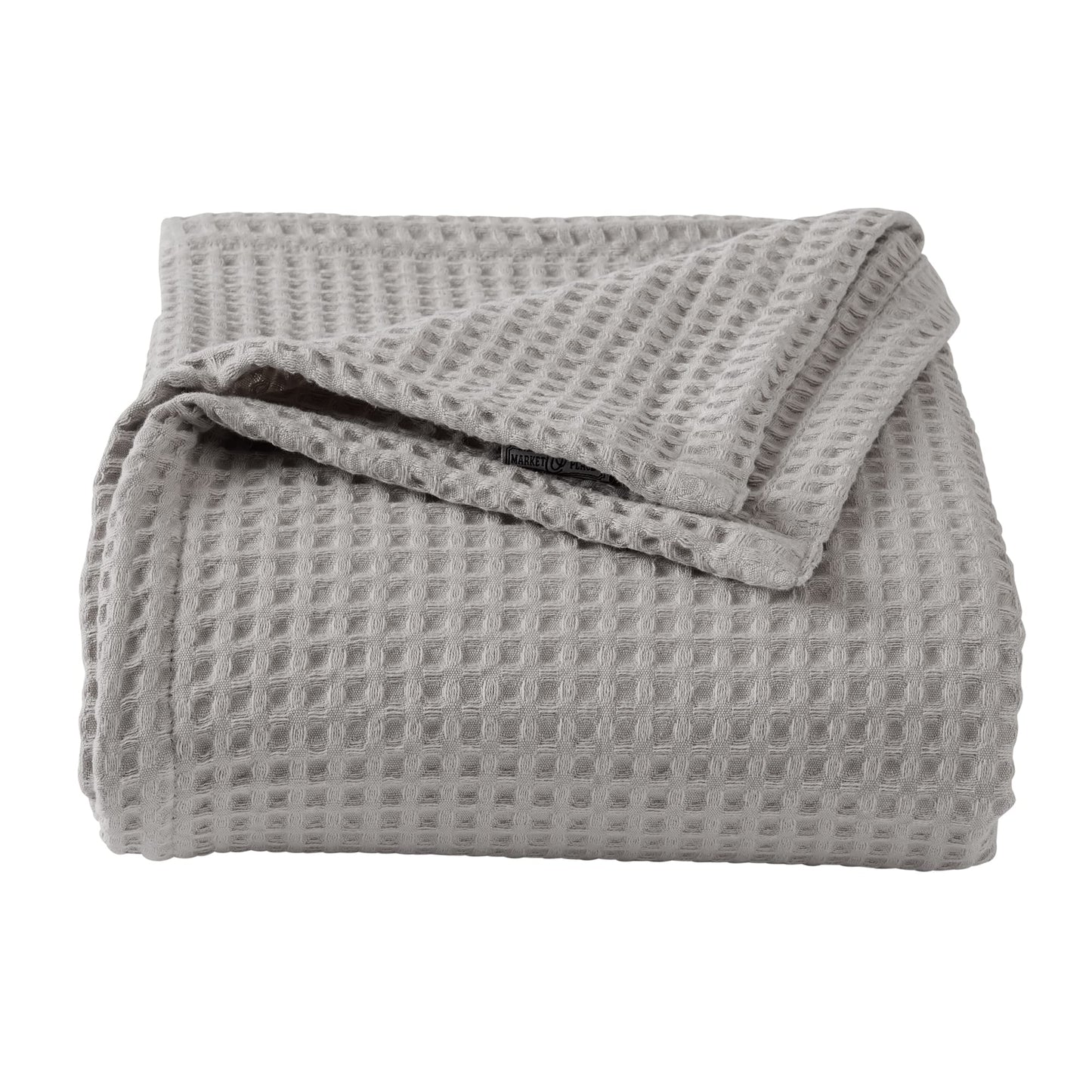 100% Cotton Waffle Weave Bed Blanket | Soft, Breathable, and Lightweight Blanket for All-Season | Perfect for Layering | Brielle Collection (King, Light Grey)