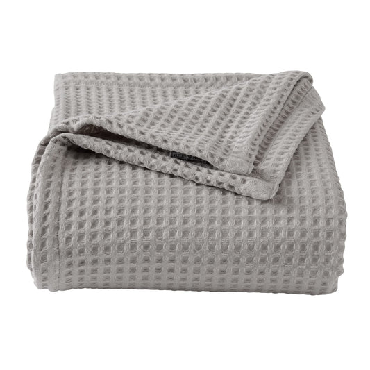 100% Cotton Waffle Weave Bed Blanket | Soft, Breathable, and Lightweight Blanket for All-Season | Perfect for Layering | Brielle Collection (King, Light Grey)