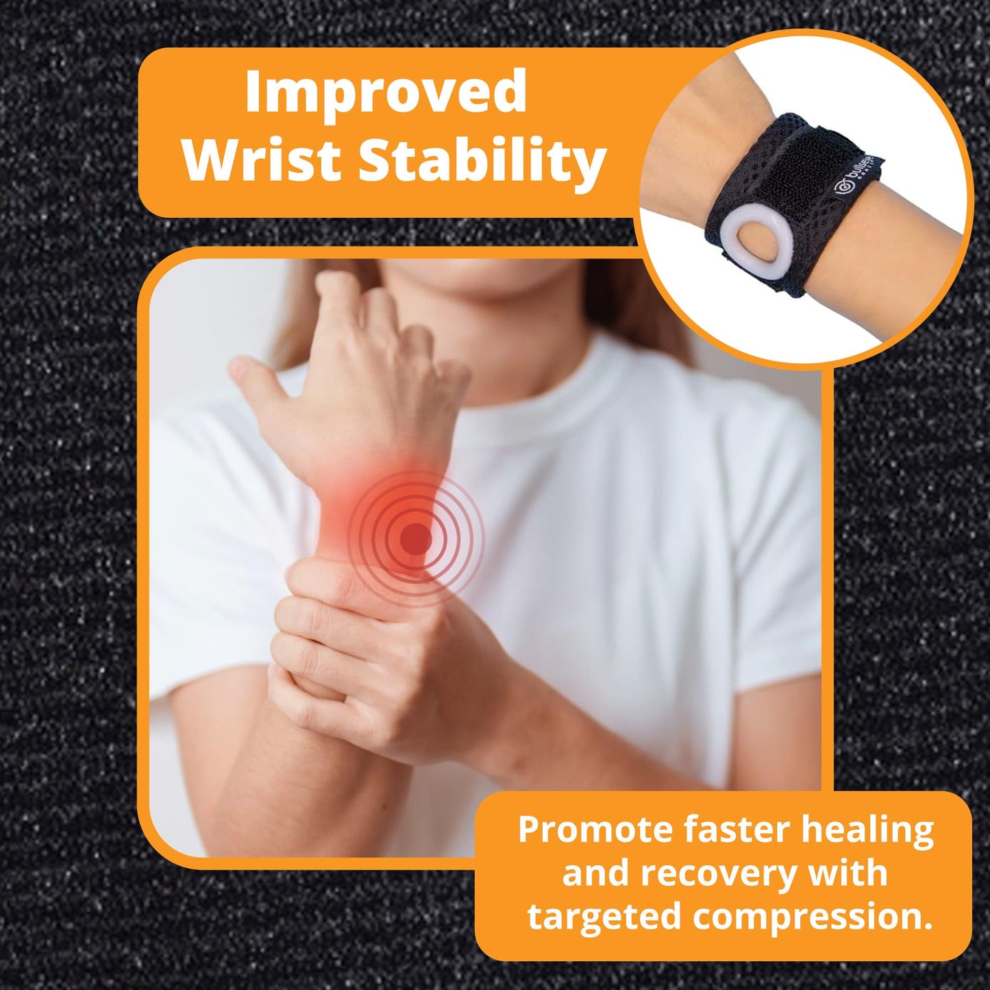 BULLSEYE Wrist Band with Silicone Ring for Pinky and Ulnar Sided Pain, and DRUJ Instability - Repetitive Use Injury & Stabilizer for TFCC Tear Recovery - Size S/M