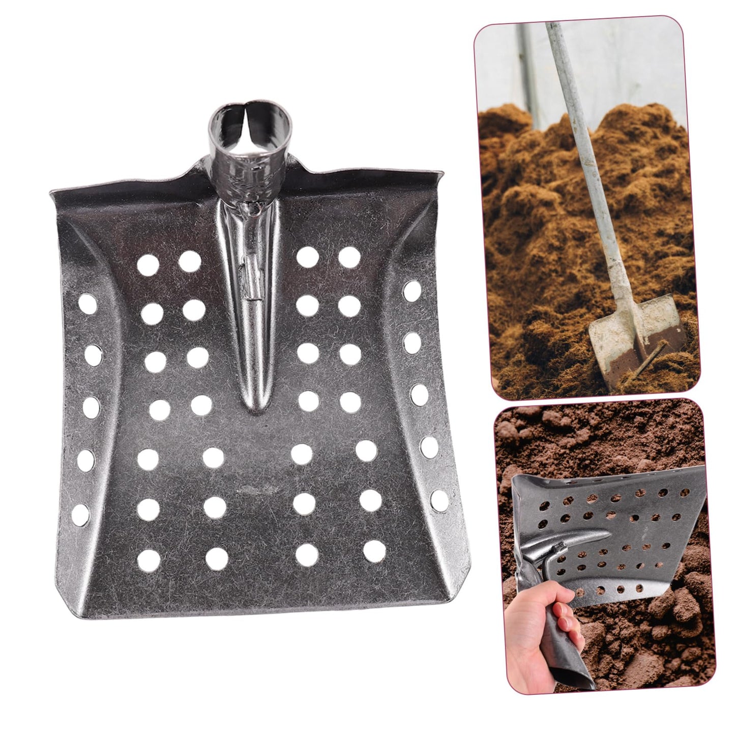 Garden Shovel Leak Hole Shovel Mud Sifting Shovel Sewer Sifting Shovel Garden Shovel Silver Metal Iron Square Sieve Shovel Square Sifting Shovel Metal Sifting Shovel Tool