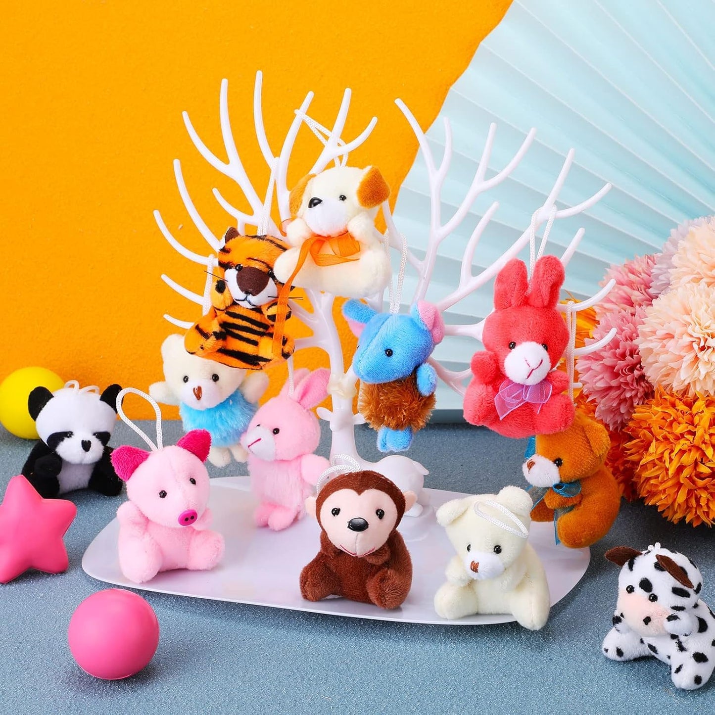 LMAZEPMQ Mini Plush Animal Toy Set,Cute Animals Keychain Decoration for Kids,Goodie Bag Fillers, Basket Stuffers, School Prizes, Valentine's Day Party Supplies (36pcs)