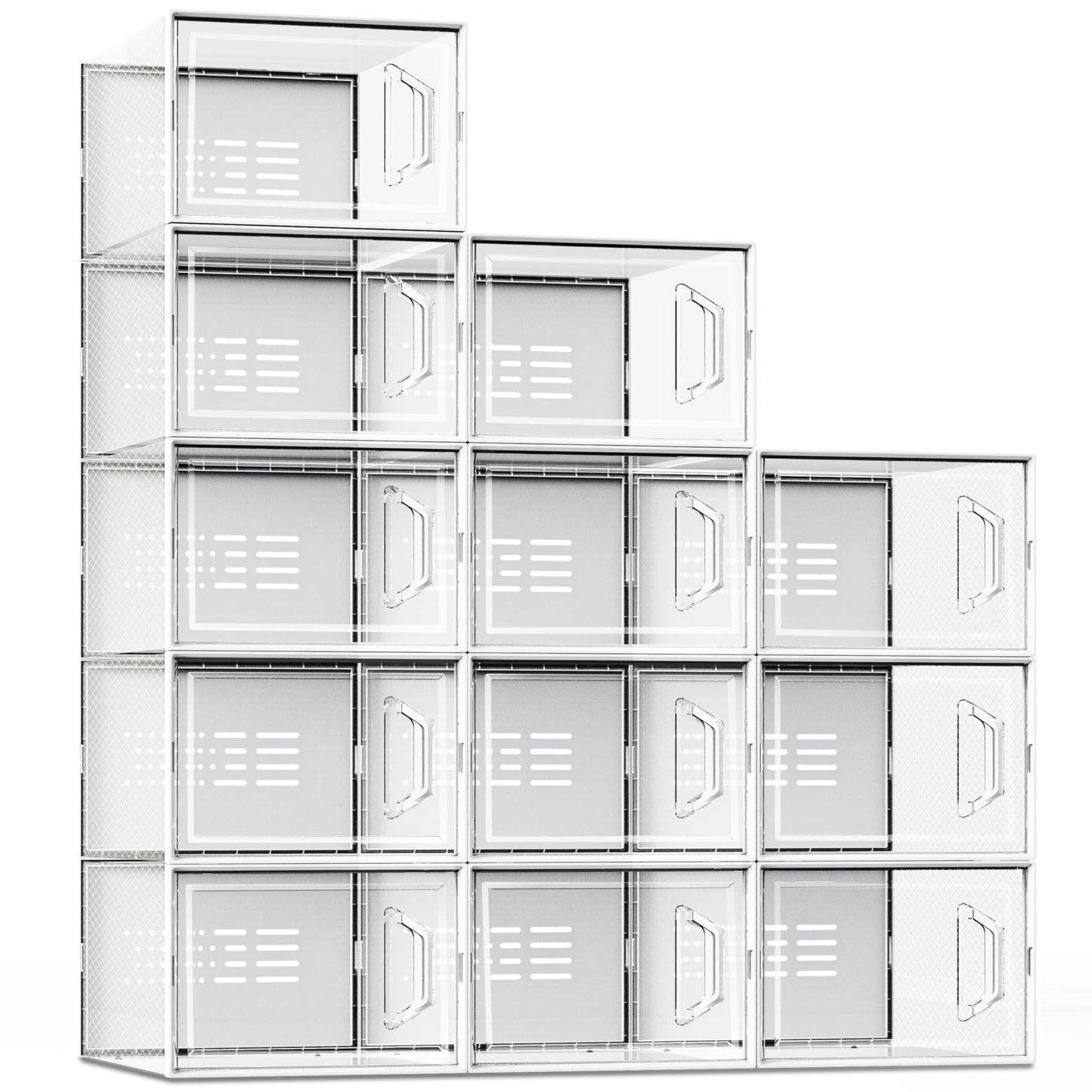 SEE SPRING X-Large Shoe Storage Box Fit Size 11, Clear Plastic Stackable Shoe Organizer for Closet, Space Saving Sneaker Shoe Rack Containers Bins Holders for Entryway, 12 Pack Clear