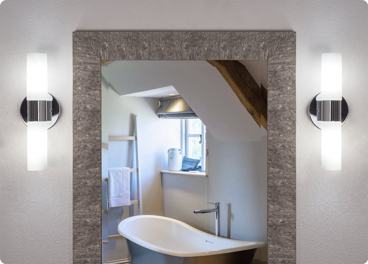 Kira Home Duo 14" Modern Wall Sconce with Frosted Glass Shades, for Bathroom/Vanity, Chrome Finish