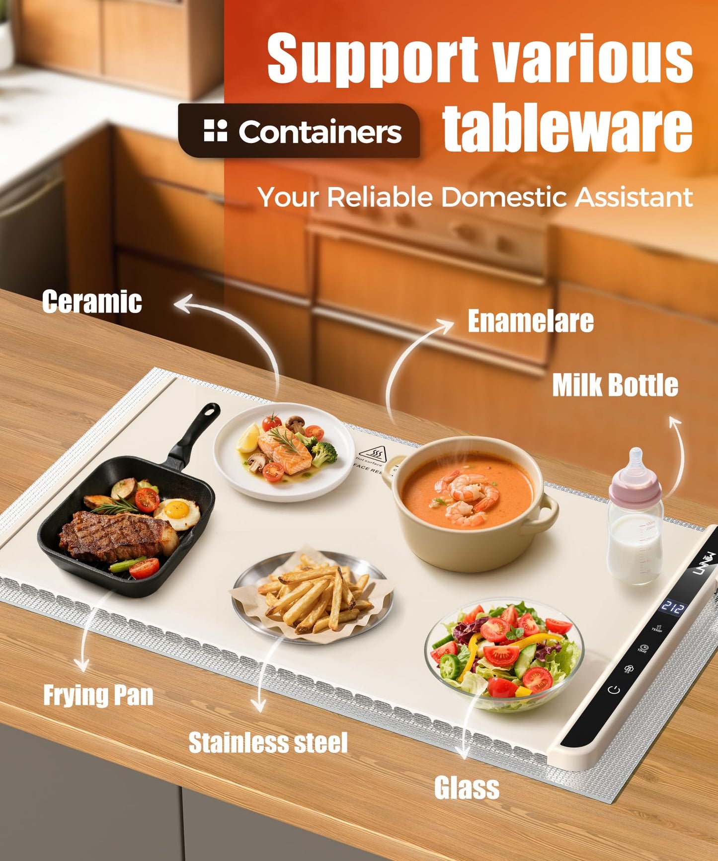 Warming Mat for Food, 6 Temperature & 6 Timer Settings,Food Warmer Chafing Dishes for Buffet,Gatherings,Parties,Everyday Use