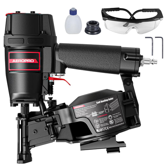 AeroPro CN45N Professional Roofing Nailer, 15 Degree Roofing Nail Gun, Pistolas de Roofing, Heavy-Duty Pneumatic Power Nailers in Roofing tools, Pneumatic Roofing Nailer for Asphalt Roofing Shingles