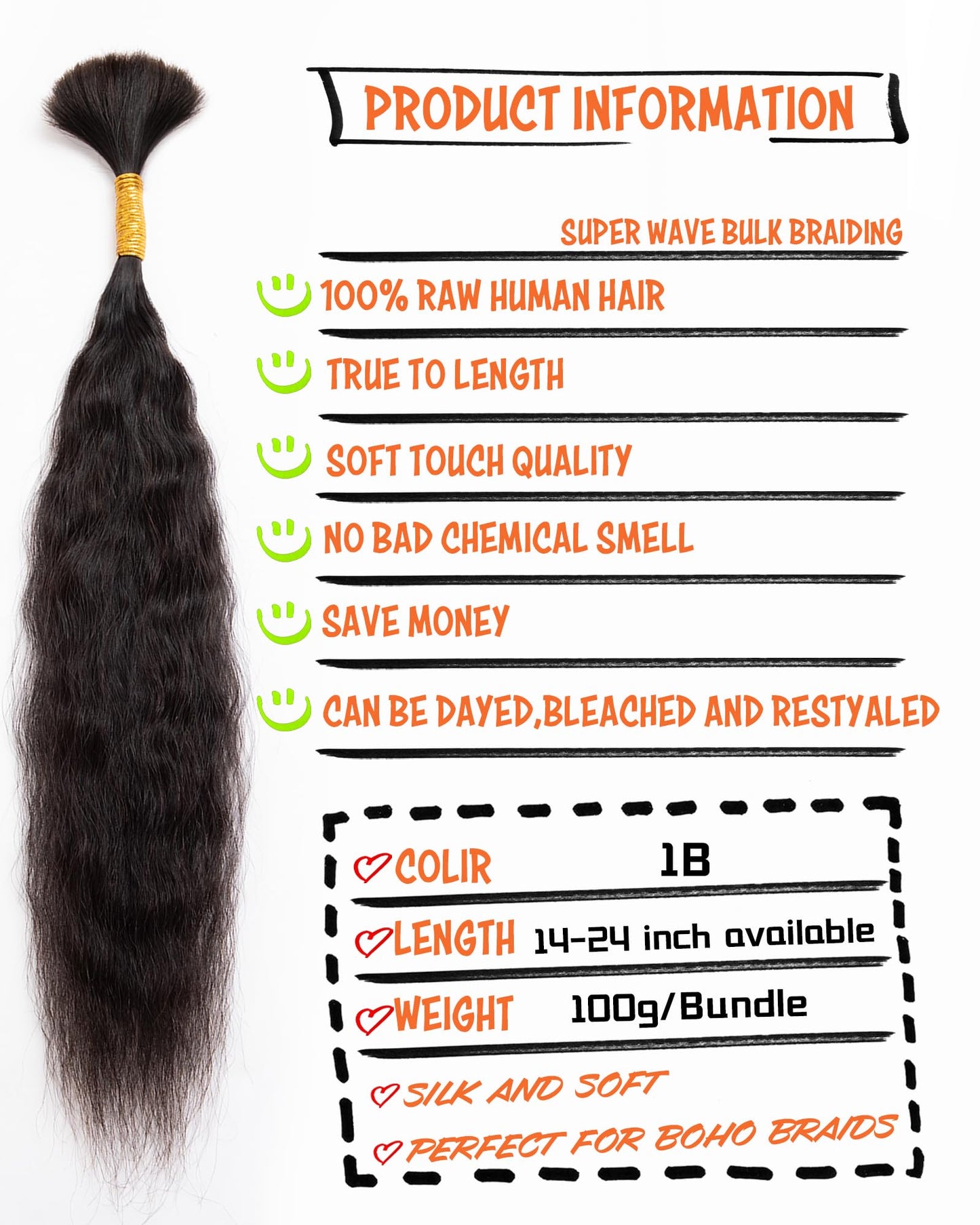 Super Wave Human Braiding Hair-Bulk Human Hair for Braiding,Wet And Wavy Bundles Human Hair for Boho Braids,100% Top Grade Unprocessed Brazilian Virgin Hair Extensions(18 Inch-5 Bundles,Natural Black)