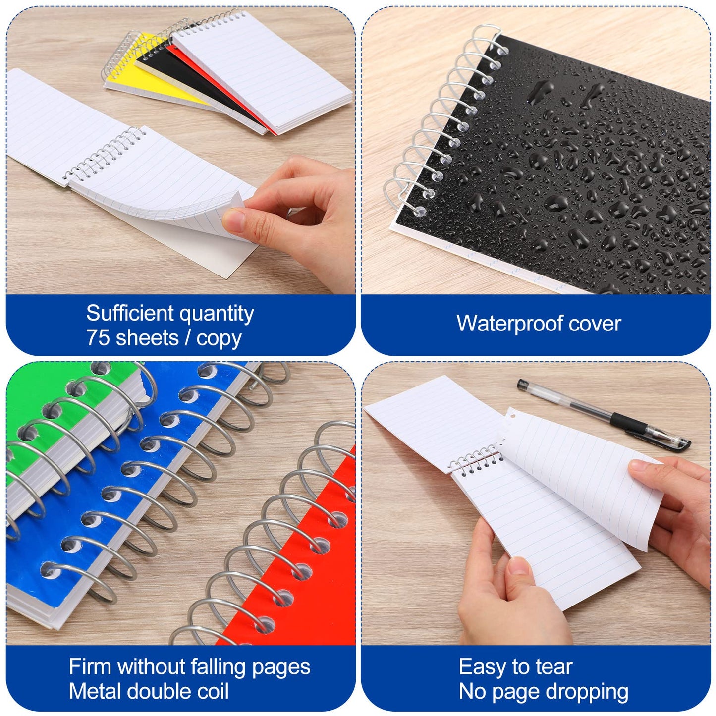 Leelosp Small Spiral Notebooks 3'' x 5'' Mini Memo Notepads Pocket Size Steno Pads with Lined & Wire Bound for End of Year School Gifts Office Nurse Essentials, 75 Sheets/Pad(50 Pcs,Neon)