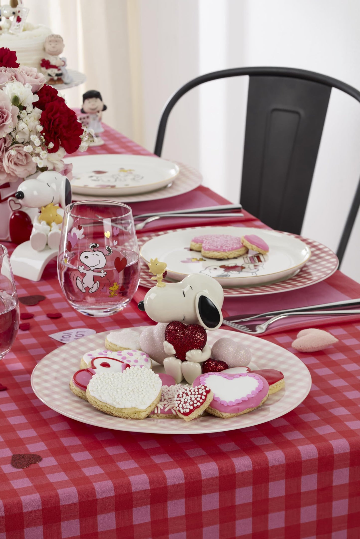 Lenox 897166 Gingham Dinner Plates, Set of 4, Pink, Valentine's Day