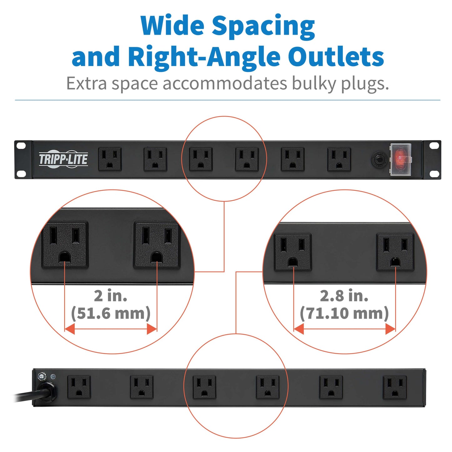 Tripp Lite 12-Outlet Rackmount PDU Power Strip, Six Front & Six Rear Facing Outlets, 15A, 120V, 15ft Cord with Right-Angle Plug, Horizontal 1U Rack Mount, Lifetime Manufacturer's Warranty (RS1215-RA)