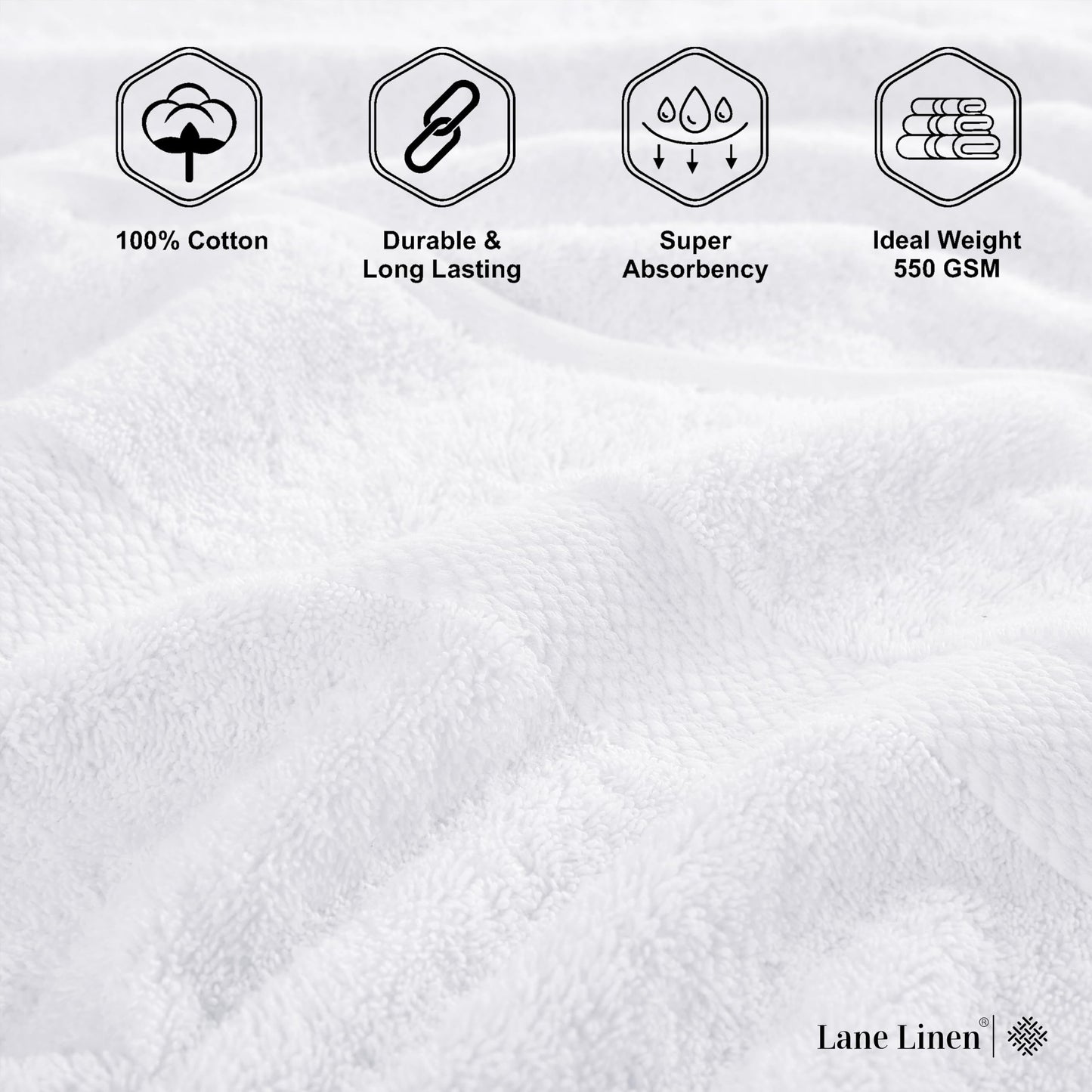 LANE LINEN 100% Cotton Towels for Bathroom - 18 Piece Family Pack - Super Soft & Quick Dry - 4 Bath, 8 Washcloth, 6 Hand Towels - Oeko TEX Certified, Machine Washable & Durable - Cool Grey