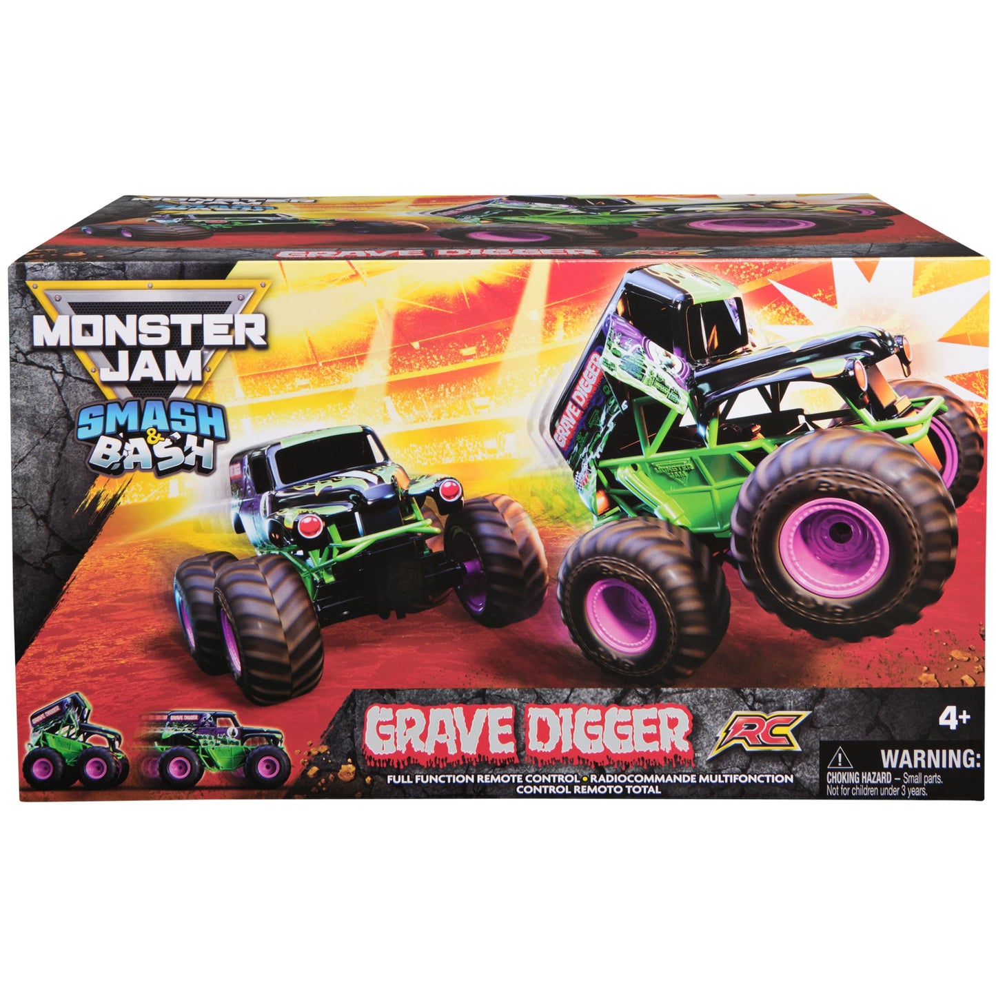 Monster Jam, Official Smash & Bash Grave Digger Remote Control Indoor & Outdoor Vehicle, 1:15 Scale Repairable Monster Truck, Kids Toys for Boy and Girls Ages 4 and up