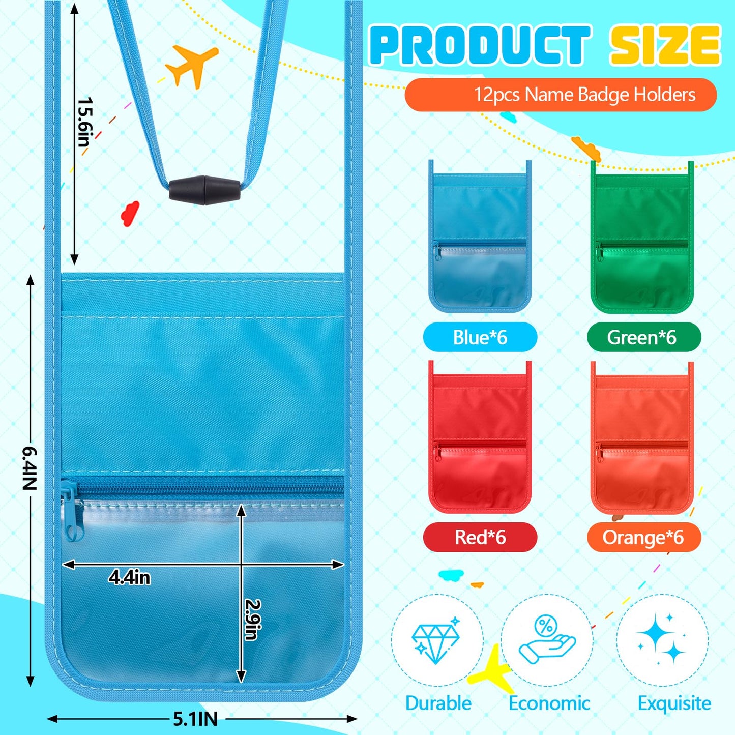 Fullhawl 24 Pcs Neck Wallet Name Badge Holders with Lanyards Horizontal Clear Badge Holders Credential Neck Pouch with 3 Pockets Breakaway Clasp for VBS 2025 Travel Group (3.5 x 2.25 Inch)