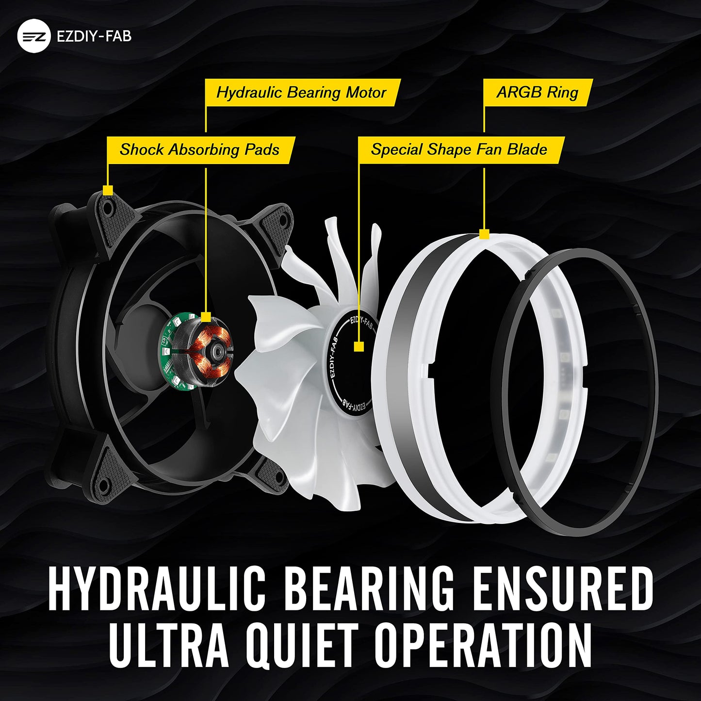 EZDIY-FAB Moonlight 120mm RGB Case Fan, 6 Pack, ARGB, Aura SYNC, Speed Control, 26.16 CFM, Desktop Compatible