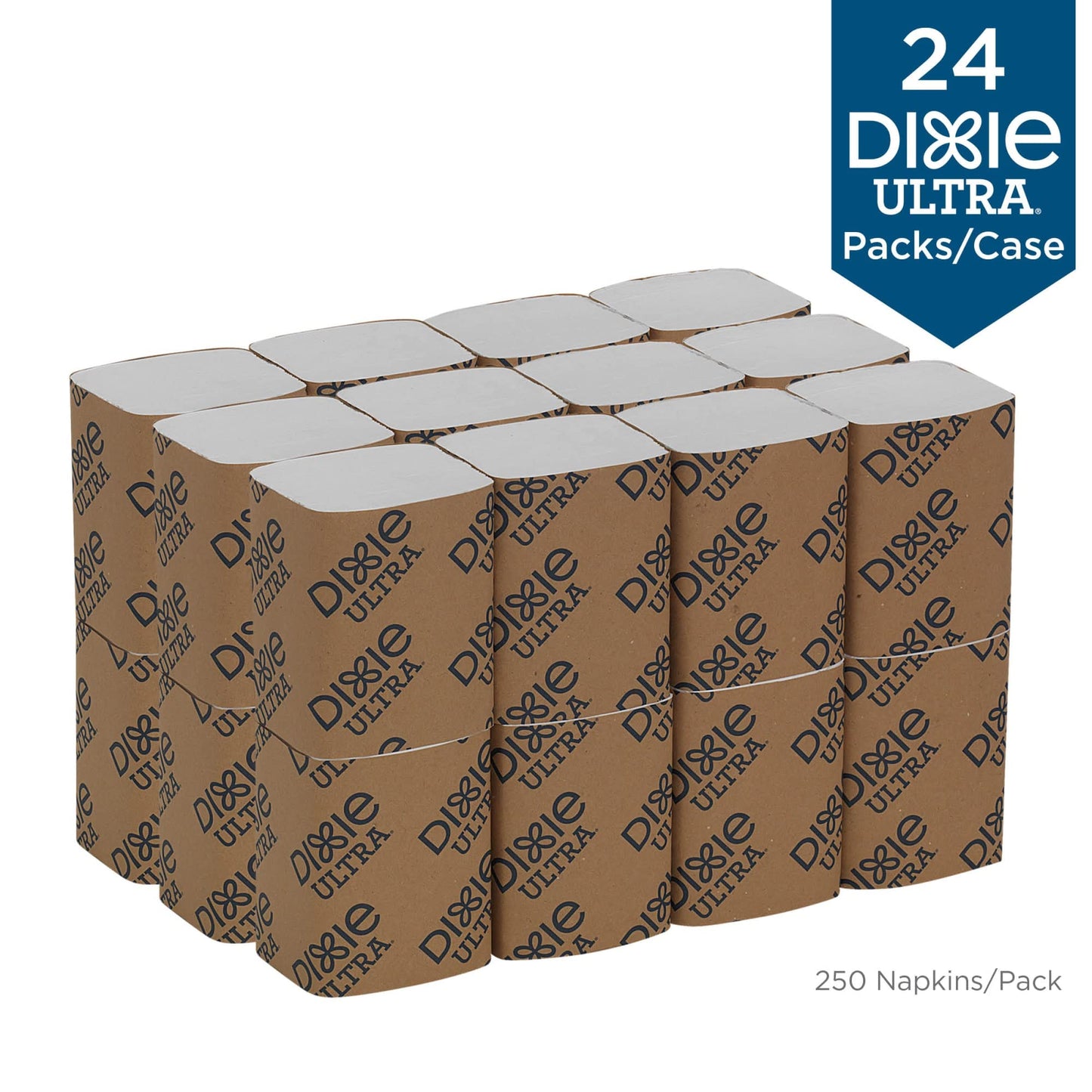 Dixie Ultra Interfold 2-Ply Paper Napkin Dispenser Refills By GP PRO, White, 6000 Count (250 Disposable Napkins Per Pack, 24 Packs Per Case), 32006