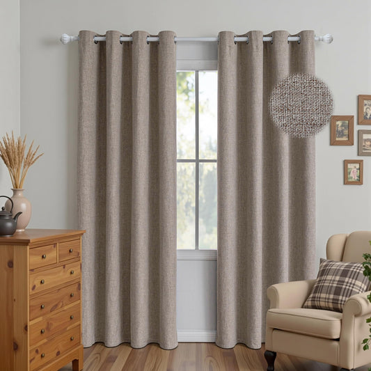 FancyRoof 100% Blackout Curtains 96 Inches Long 2 Panels Set, Beige Curtains for Living Room, Black Out Thermal Insulated Grommet Drapes Bedroom Luxury Decor Privacy(52W × 96L inch, Beige)
