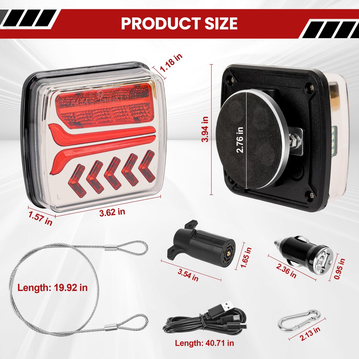 Wireless Led Trailer Lights Magnetic Kit 2 Pack Bluetooth Tail Lights for Tow Boat with Brake Turn Signal,Waterproof Tailing Lights for Truck Trailer Boat Camper RV