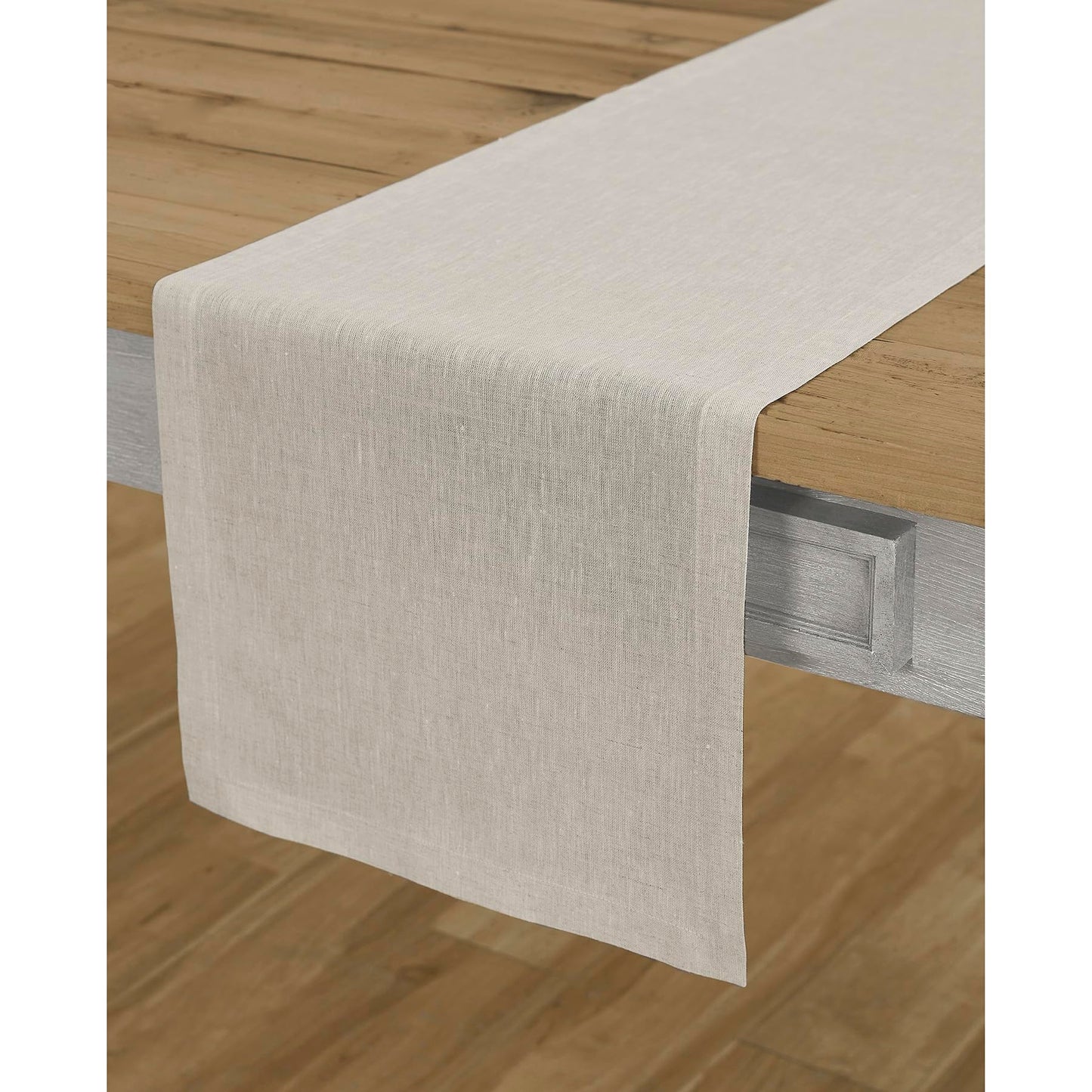 Solino Home Linen Table Runner 108 Inches Long - Athena, 100% Pure Linen Light Natural 14 x 108 Inch Table Runner for Dining, Fall, Autumn, Thanksgiving, Holiday