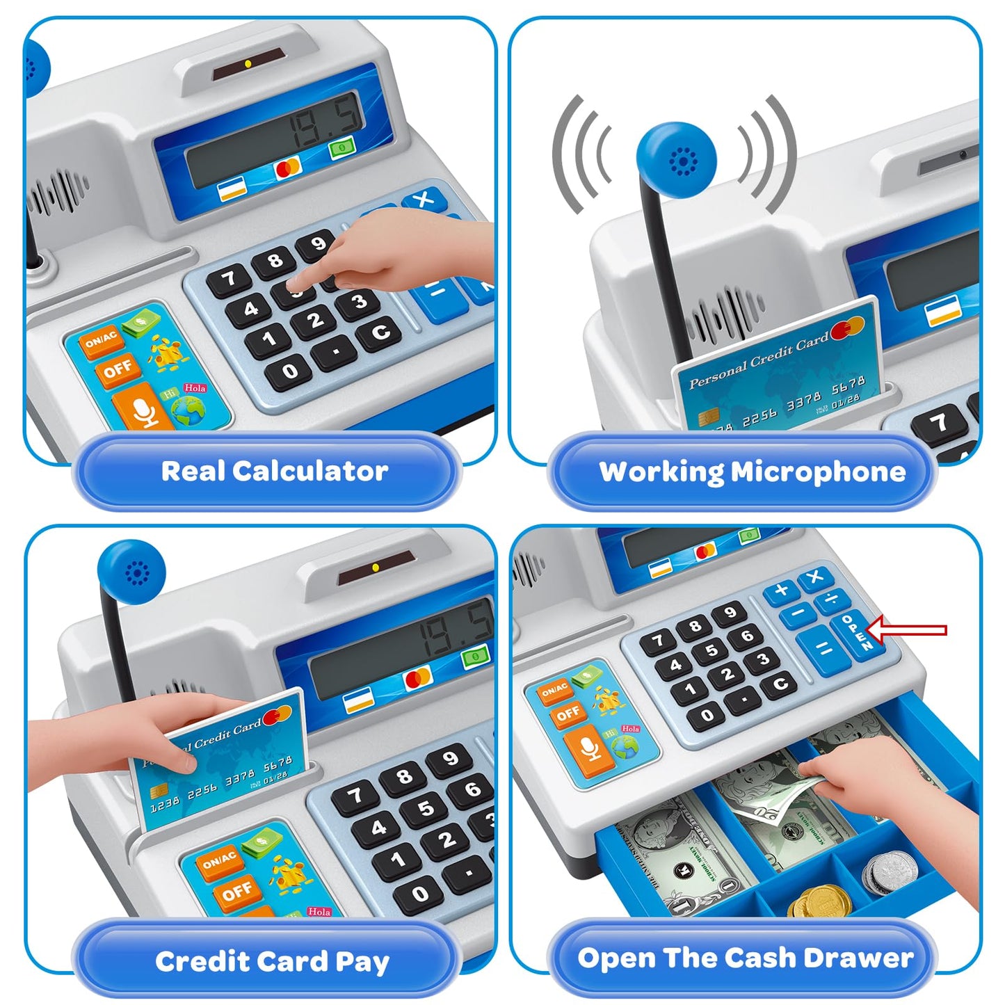 Calculator CashRegister Toy Gift-Grey