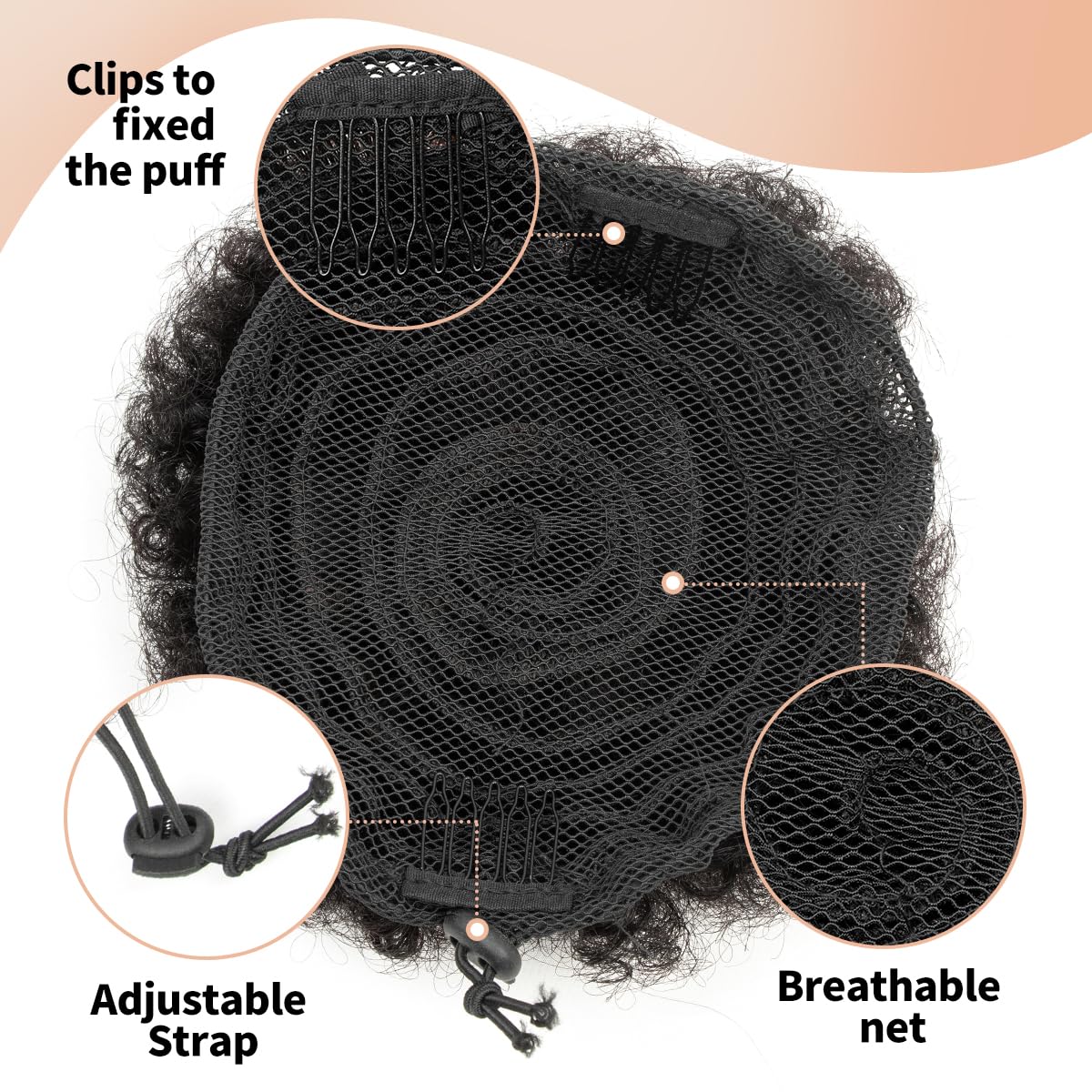 Boymia Afro Puff 2Pcs #1B Natural Black 8 Inch African American Kinky Curly Wrap Drawstring Puff Ponytail Hair Extensions 100% Remy Human Hair Kinky Bun for Natural Hair