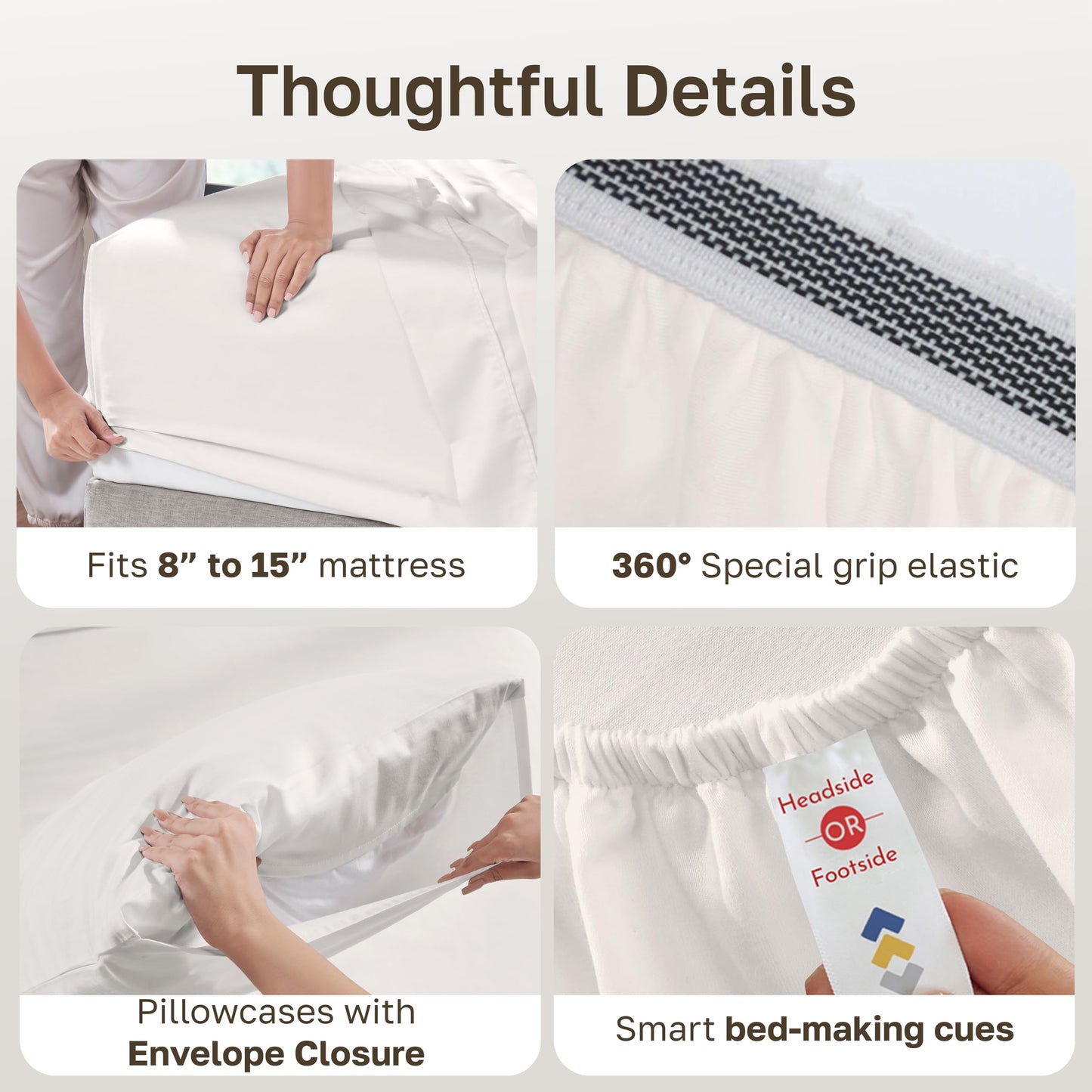 California Design Den King Sheets Set - Soft 100% Organic Cotton Sheets with Deep Pockets, Crisp Percale, Breathable and Durable Bedding Set - True Ivory