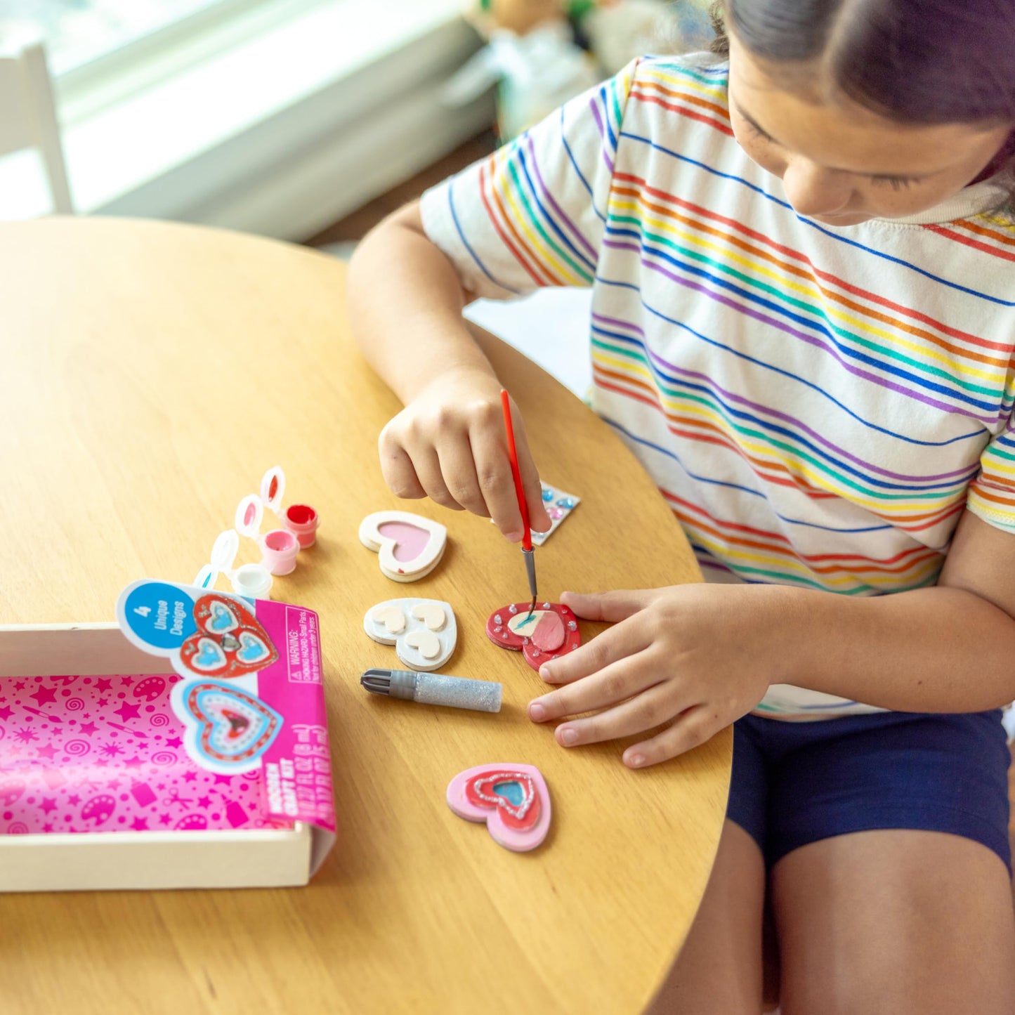 Melissa & Doug Created By Me! Paint & Decorate Your Own Wooden Magnets 3-Pack – Butterflies, Hearts, Flowers Craft KitsKids Craft Kits, Great Activity for Rainy Days and Party Favors, Ages 4+